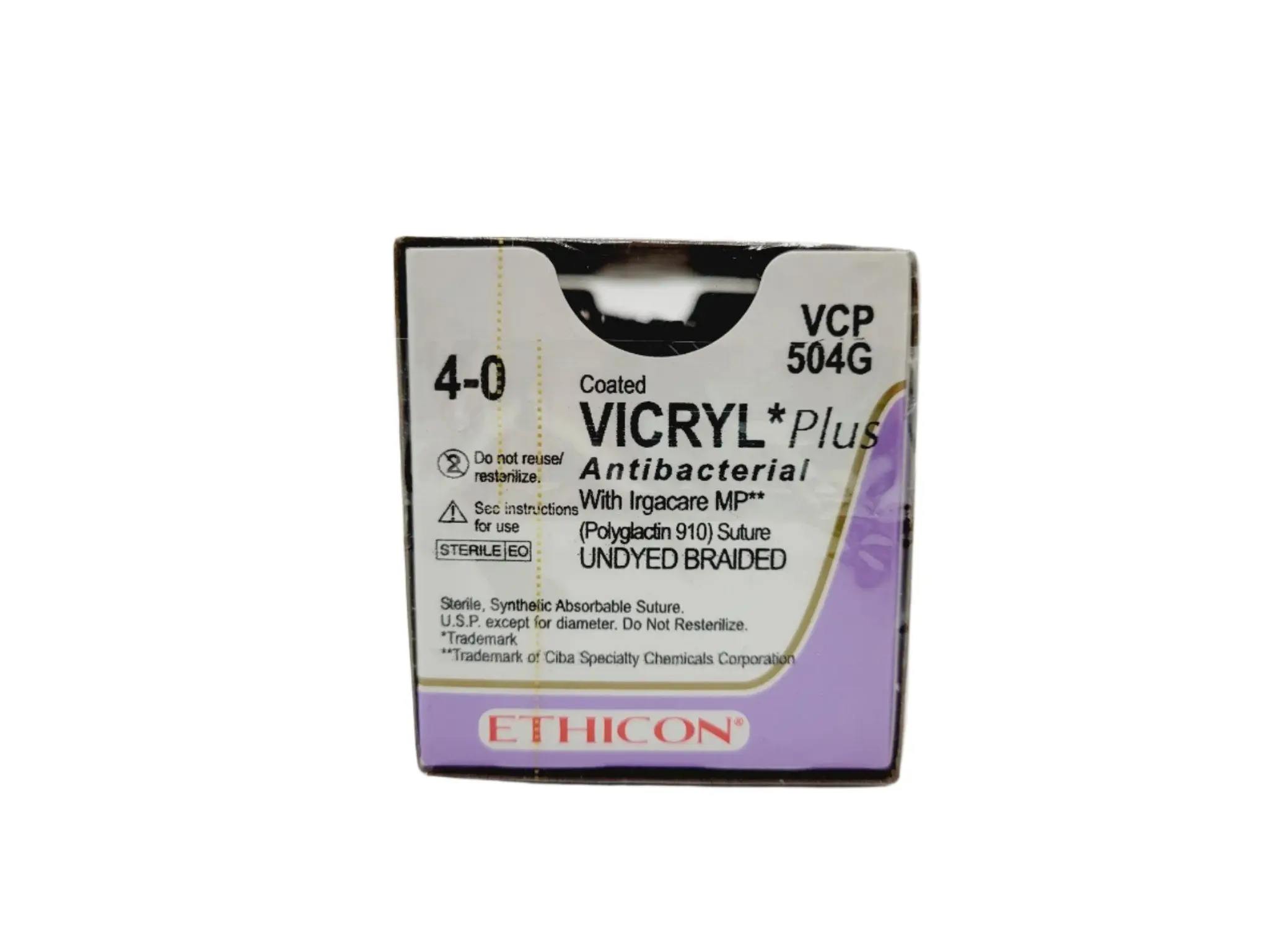 Ethicon VCP504G 4-0 COATED VICRYL PLUS UNDYED 1X18" P-2, Box of 12