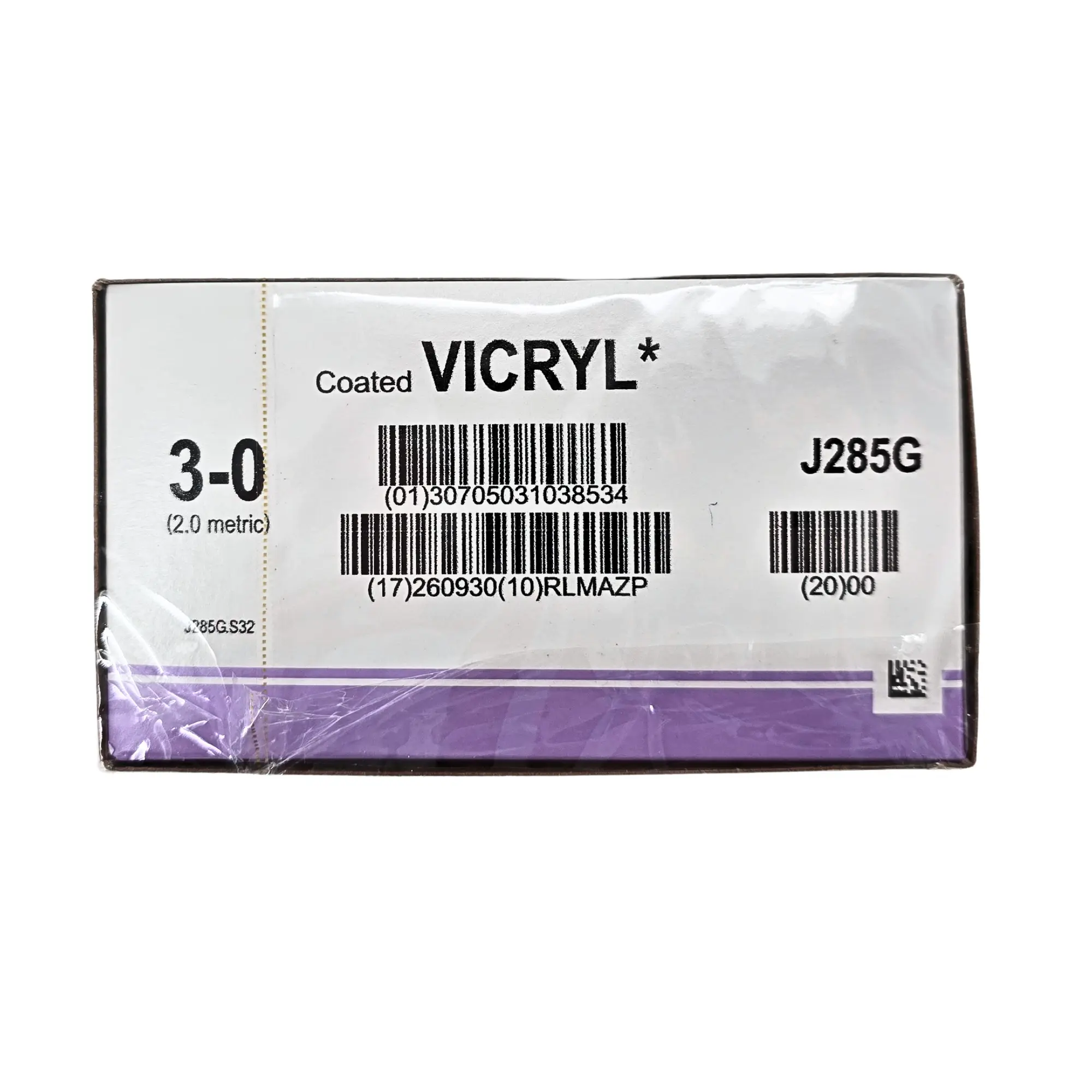 Ethicon Vicryl J285G Suture - Size 3-0, 18" Violet Braided, PS-1 Precision Point Reverse Cutting Needle (Box of 12)