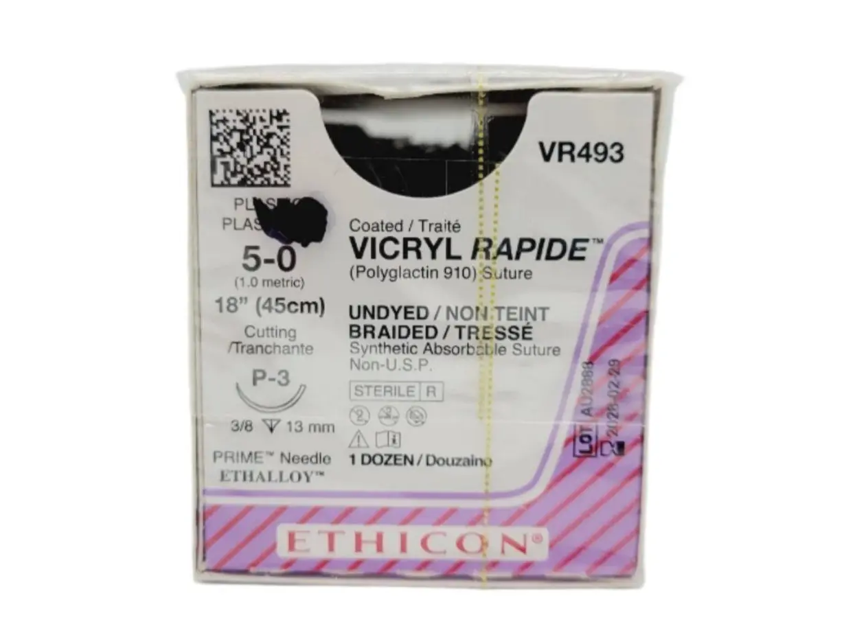 Ethicon VR493 5-0 VICRYL RAPIDE UNDYED 1X18" P-3 MULTIPASS Box of 12