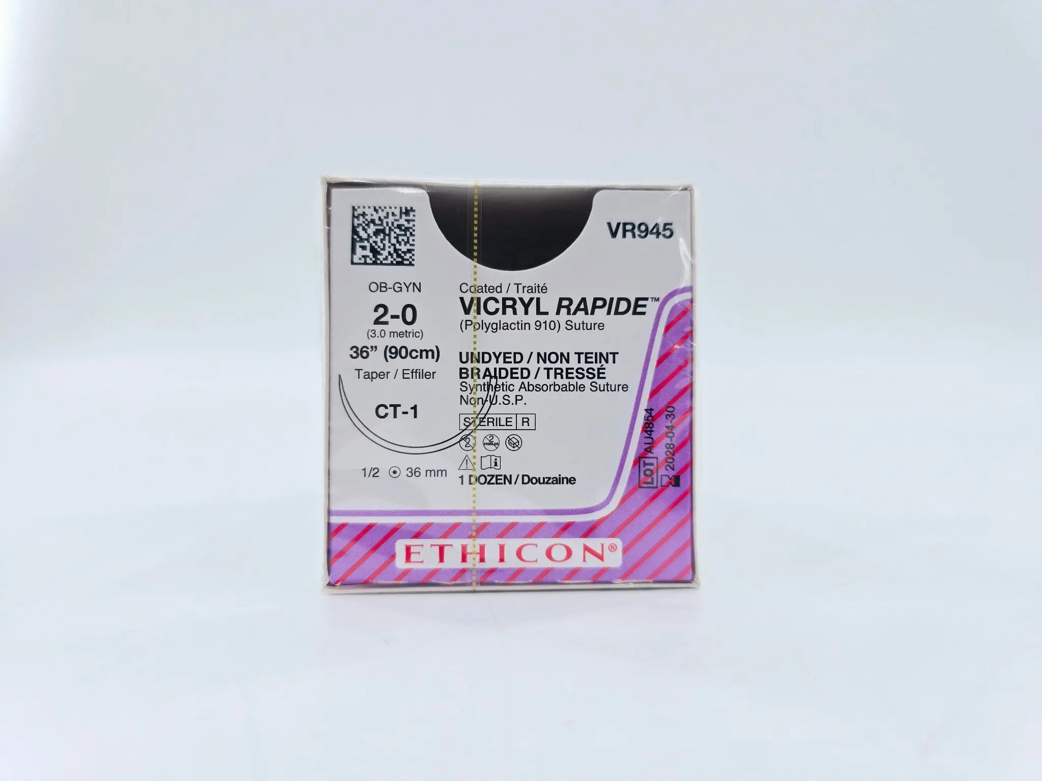Ethicon VR945 2-0 VICRYL RAPIDE UNDYED 1X36" CT-1 Box of 12 - Image 2