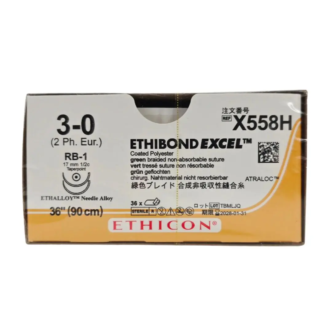 Ethicon X558H 3-0 ETHIBOND EXCEL Green 1X36" RB-1 17mm Taper Point BX/36
