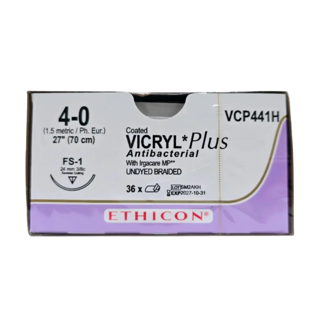 Ethicon VCP441H 4-0 COATED VICRYL PLUS UNDYED 1X27" FS-1 Box of 36
