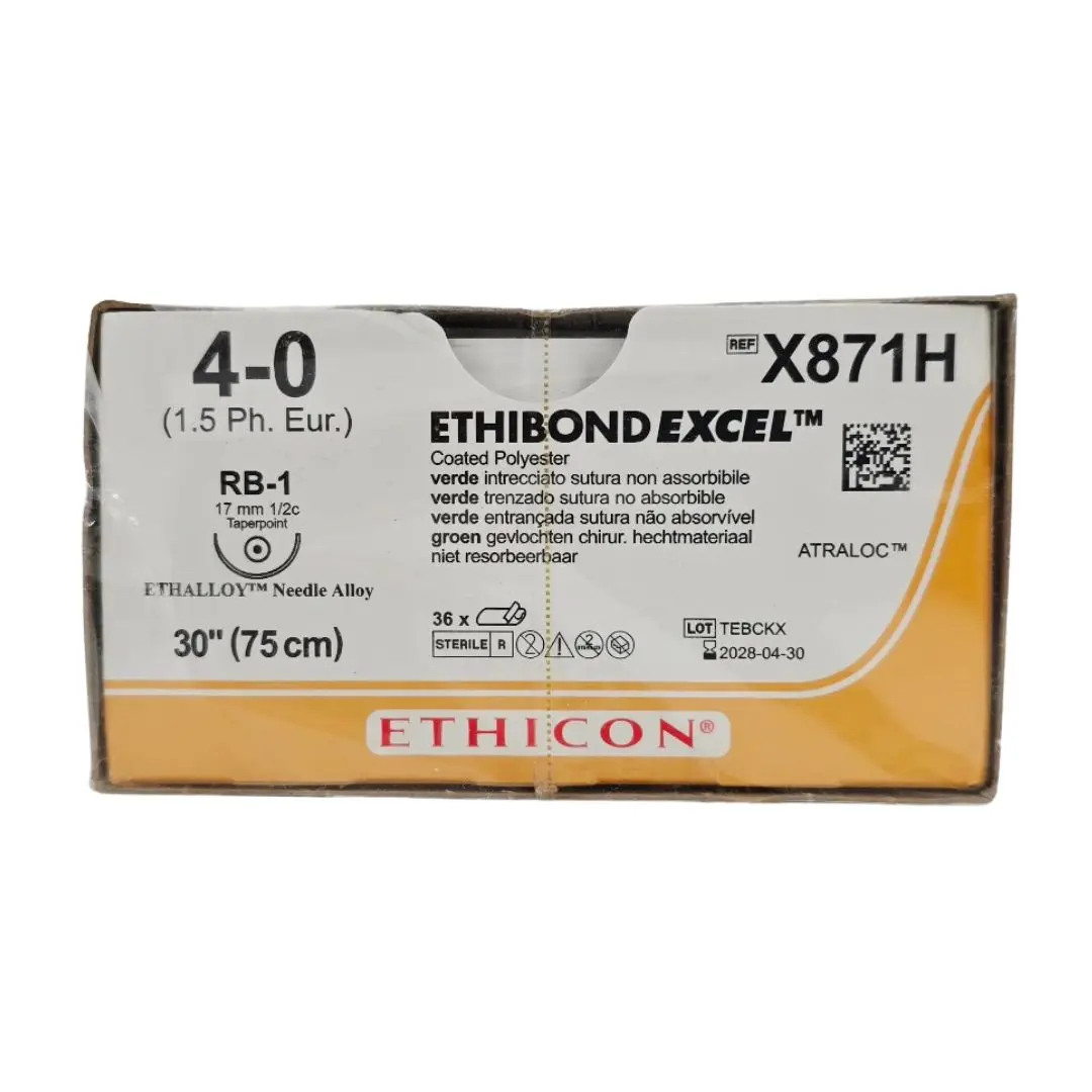 Ethicon X871H 4-0 ETHIBOND EXCEL Green 1X30" RB-1 17mm BX/36