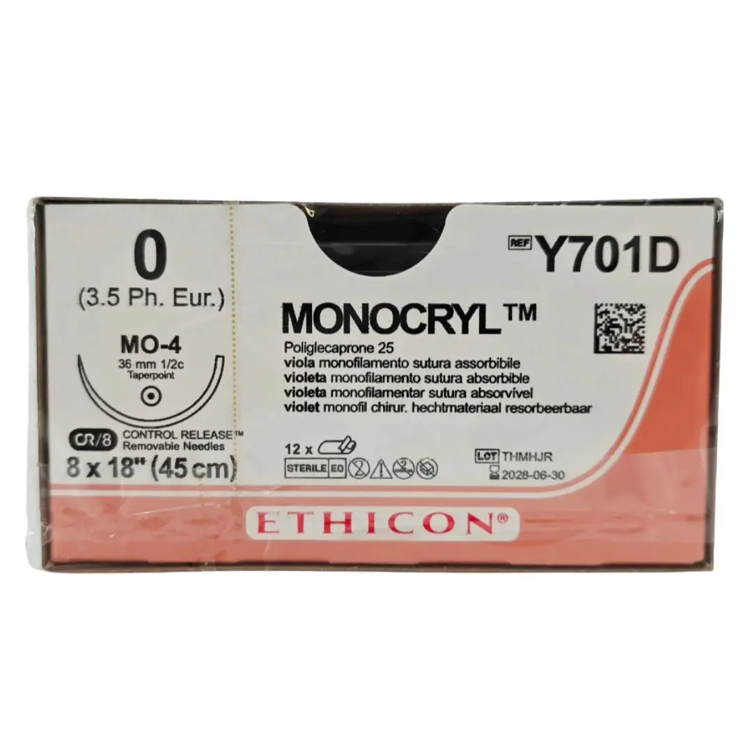 Ethicon Y701D 0 Monocryl 8X18" Violet MO-4 36mm BX/12