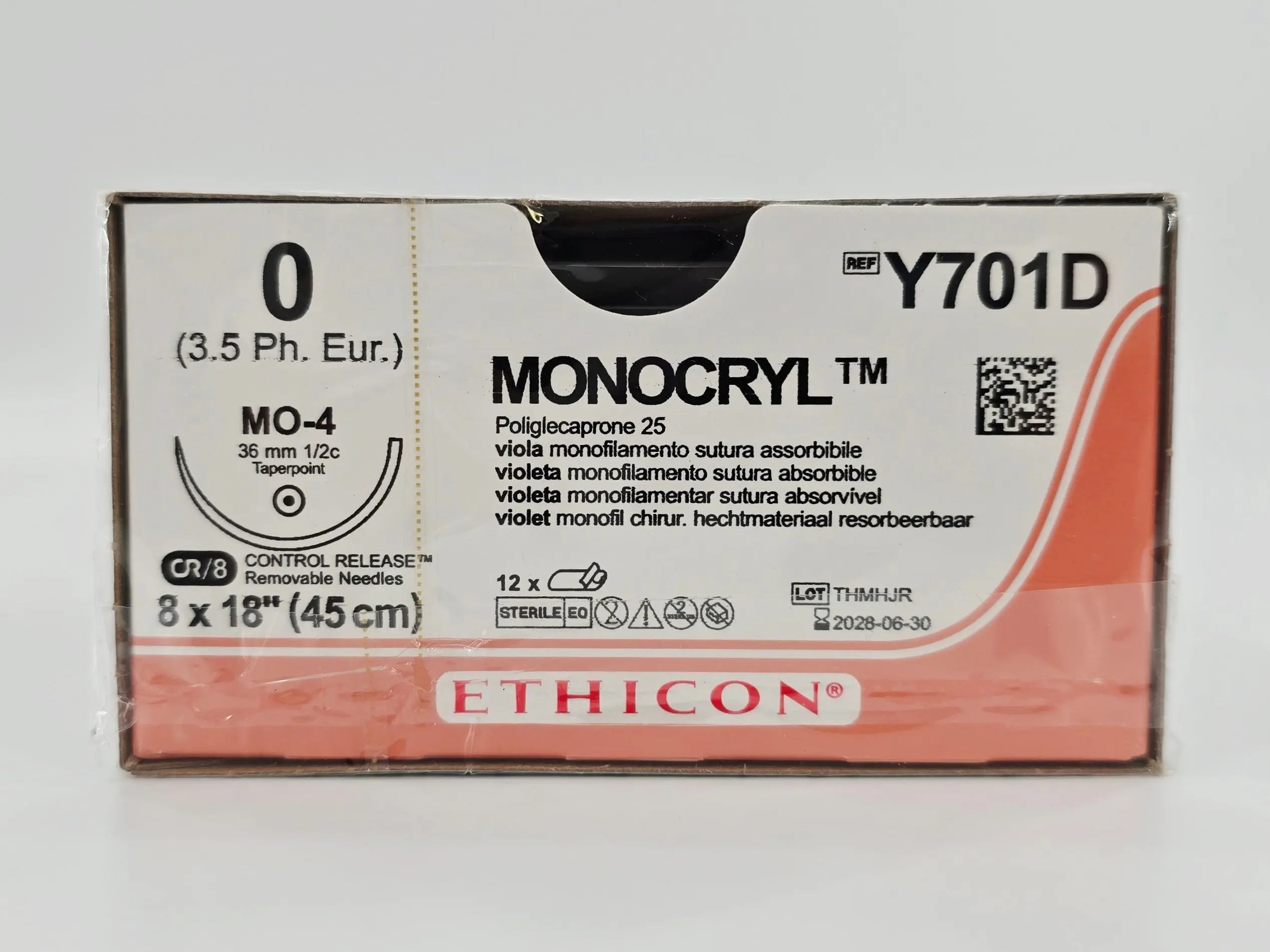 Ethicon Y701D 0 Monocryl 8X18" Violet MO-4 36mm BX/12 - Image 2