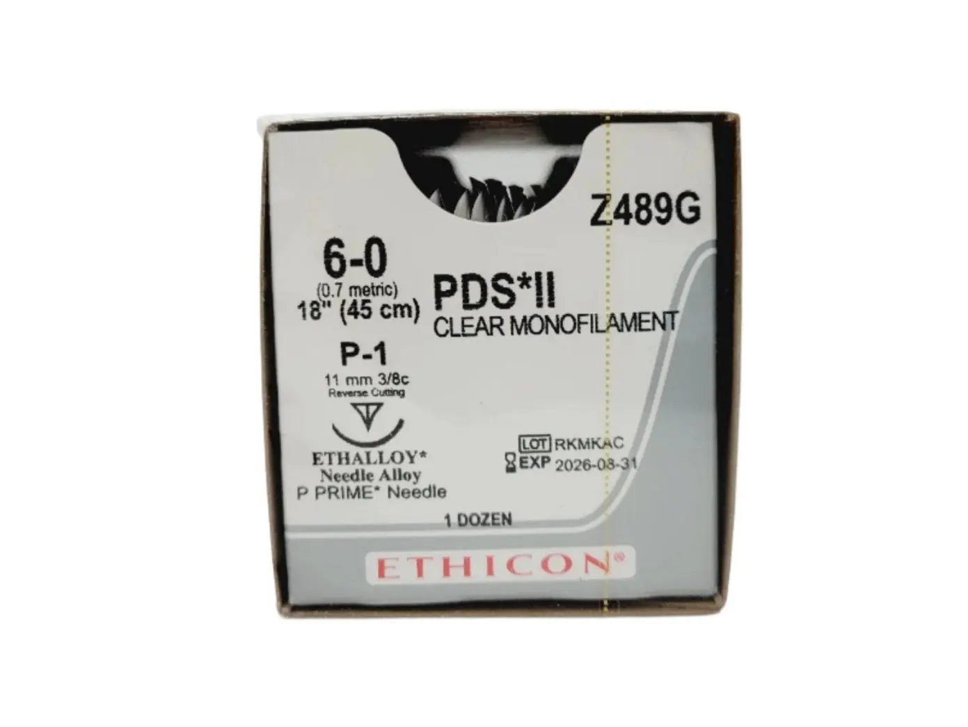 Ethicon Z489G 6-0 PDS II UNDYED 1X18" P-1 MULTIPASS Box of 12