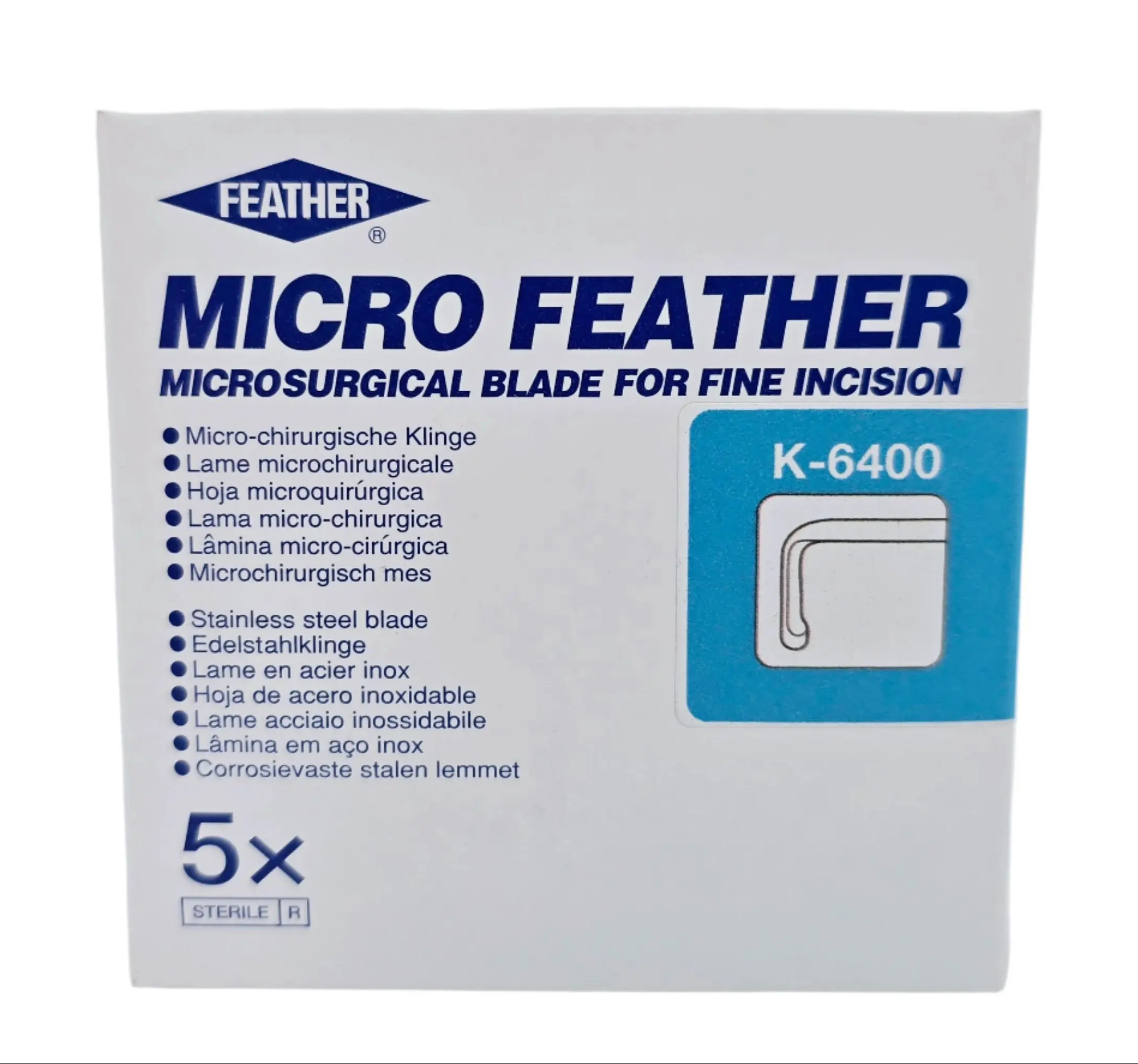 Feather K-6400 Micro McElveen Knife Fine Incision Surgical Blades Box of 5