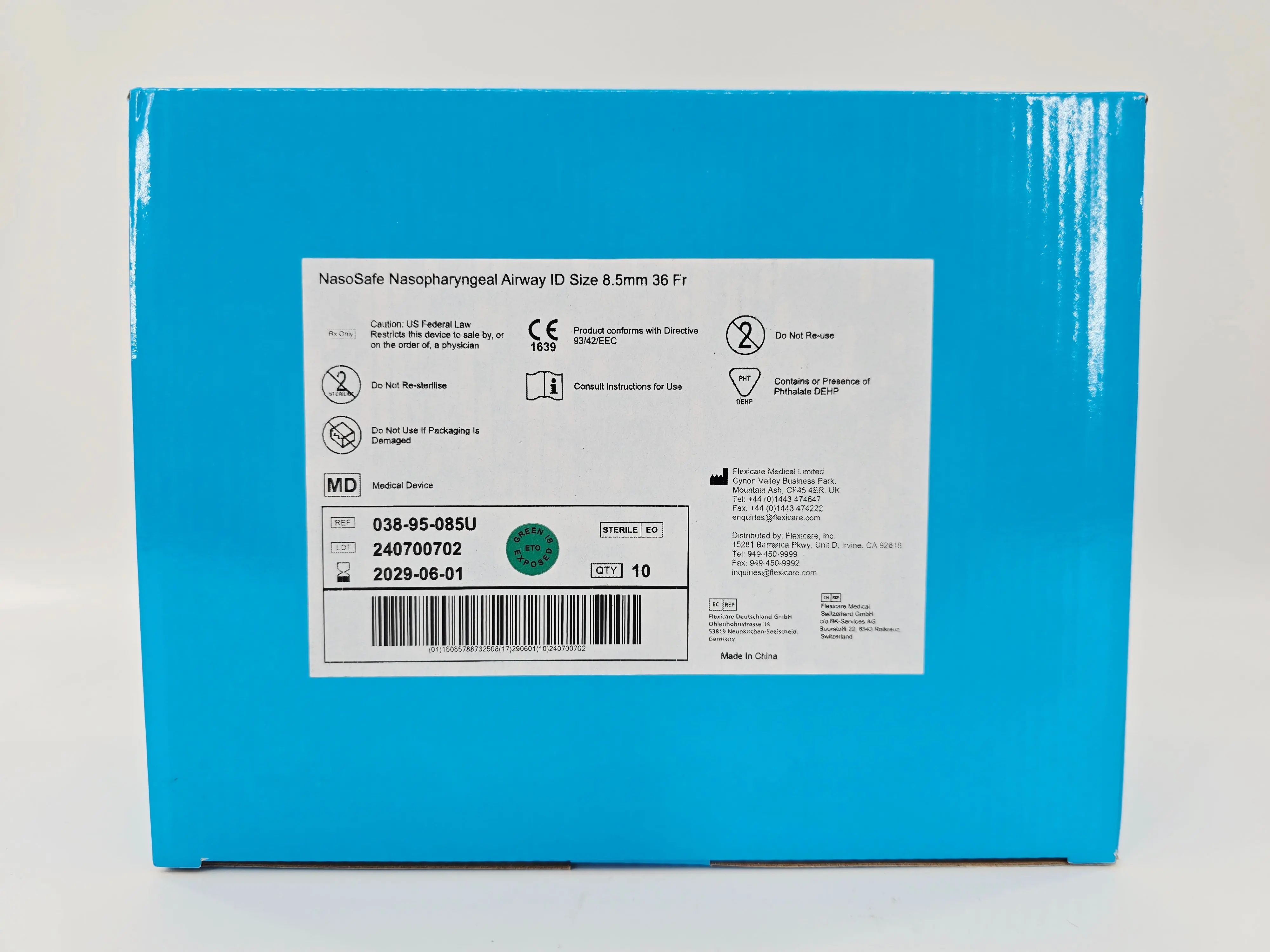 Flexicare 038-95-085U NasoClear Nasopharyngeal Airway ID Size 8.5mm 36Fr. BX/10 - Image 2