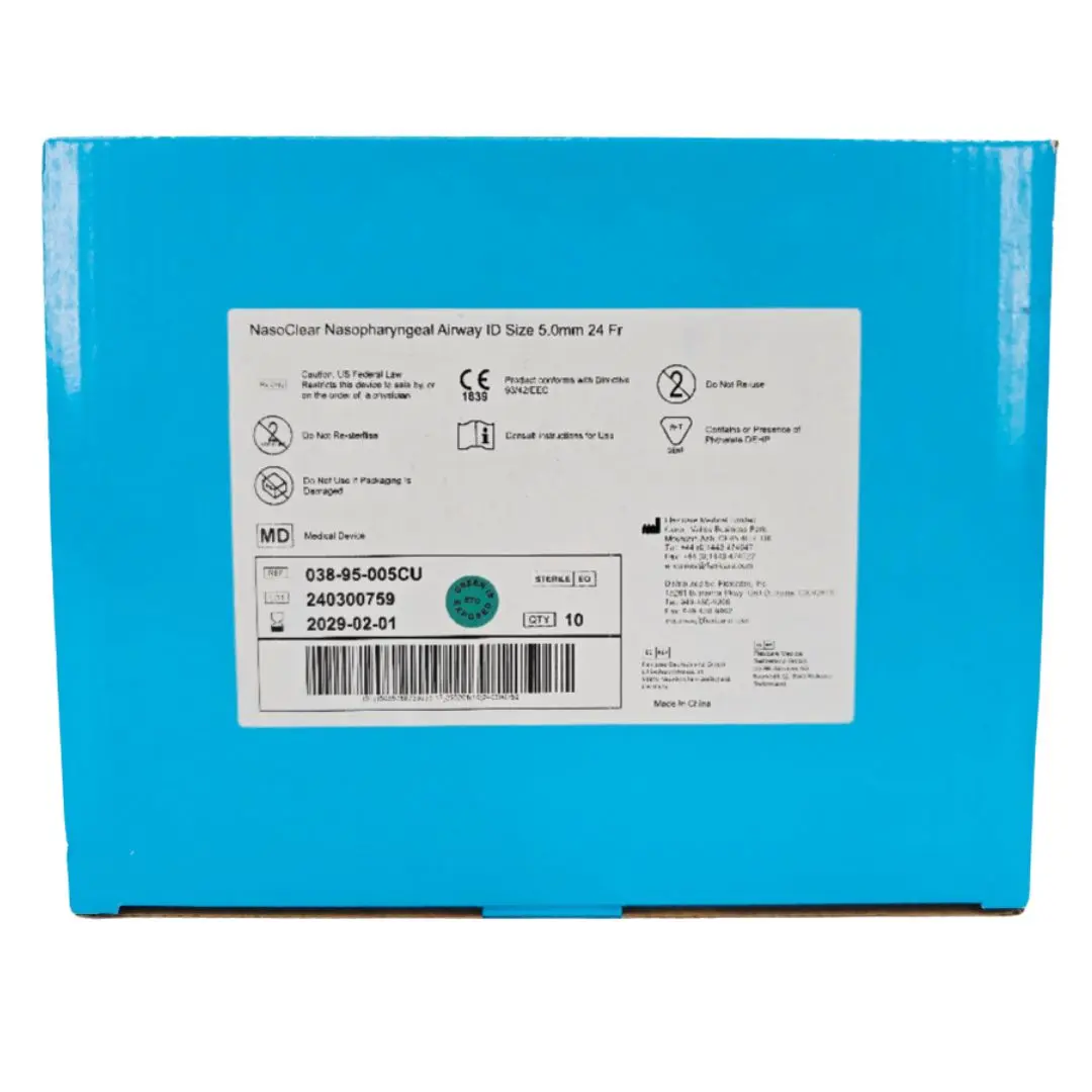 Flexicare 038-95-005CU NasoClear Nasopharyngeal Airway ID Size 5.0mm 24Fr. BX/10