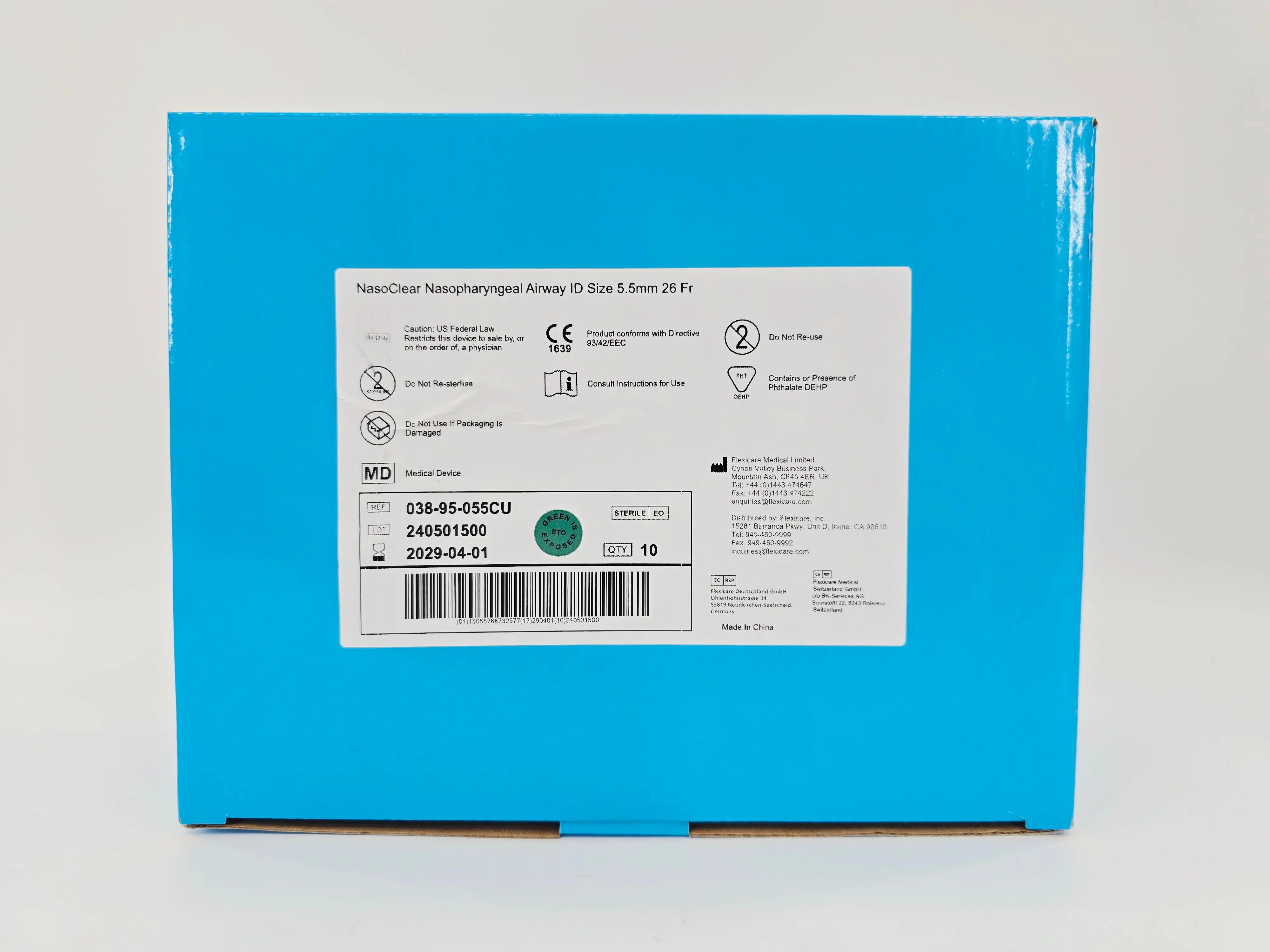 Flexicare 038-95-055CU NasoClear Nasopharyngeal Airway ID Size 5.5mm 26Fr. BX/10 - Image 2