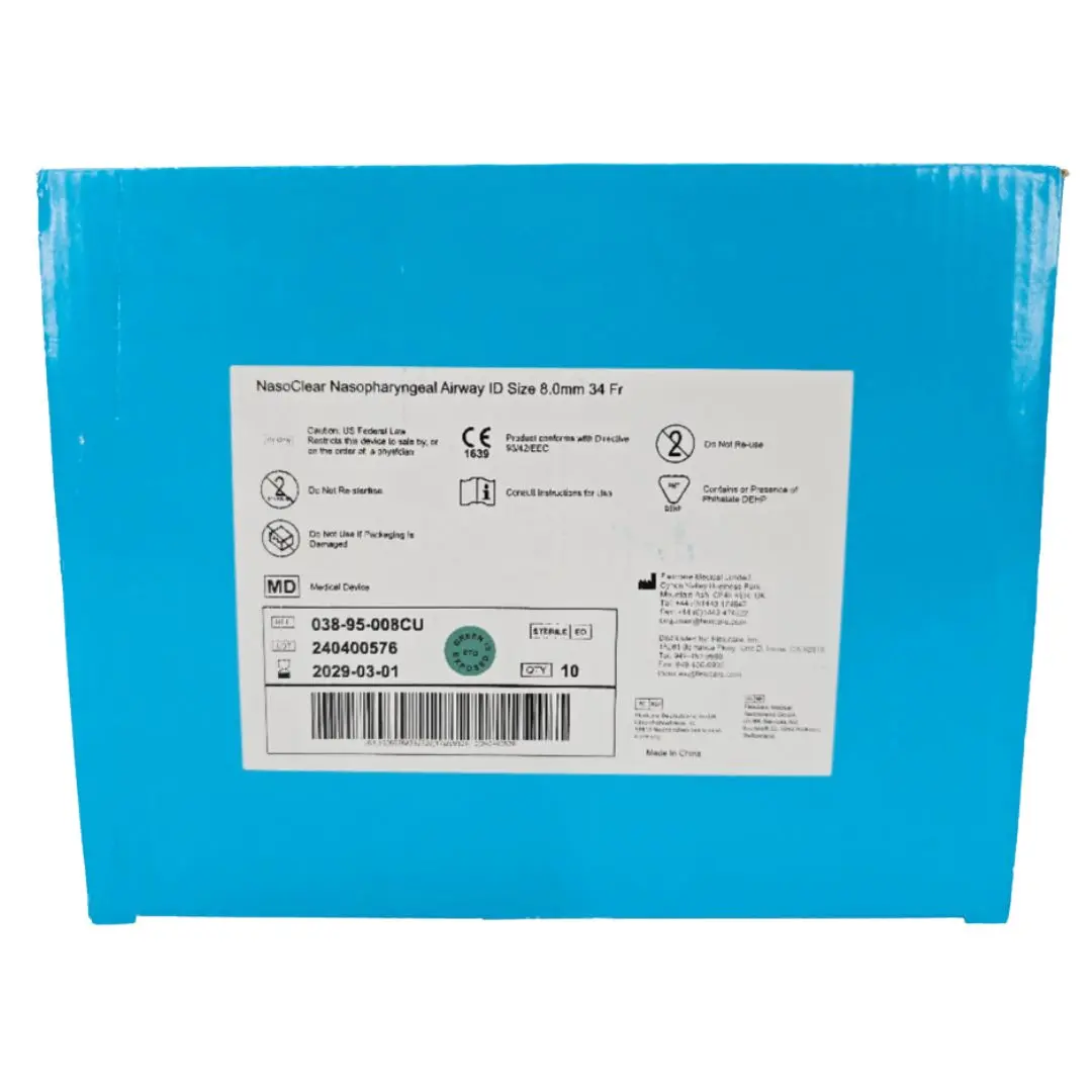 Flexicare 038-95-008CU NasoClear Nasopharyngeal Airway ID Size 8.0mm 34Fr. BX/10