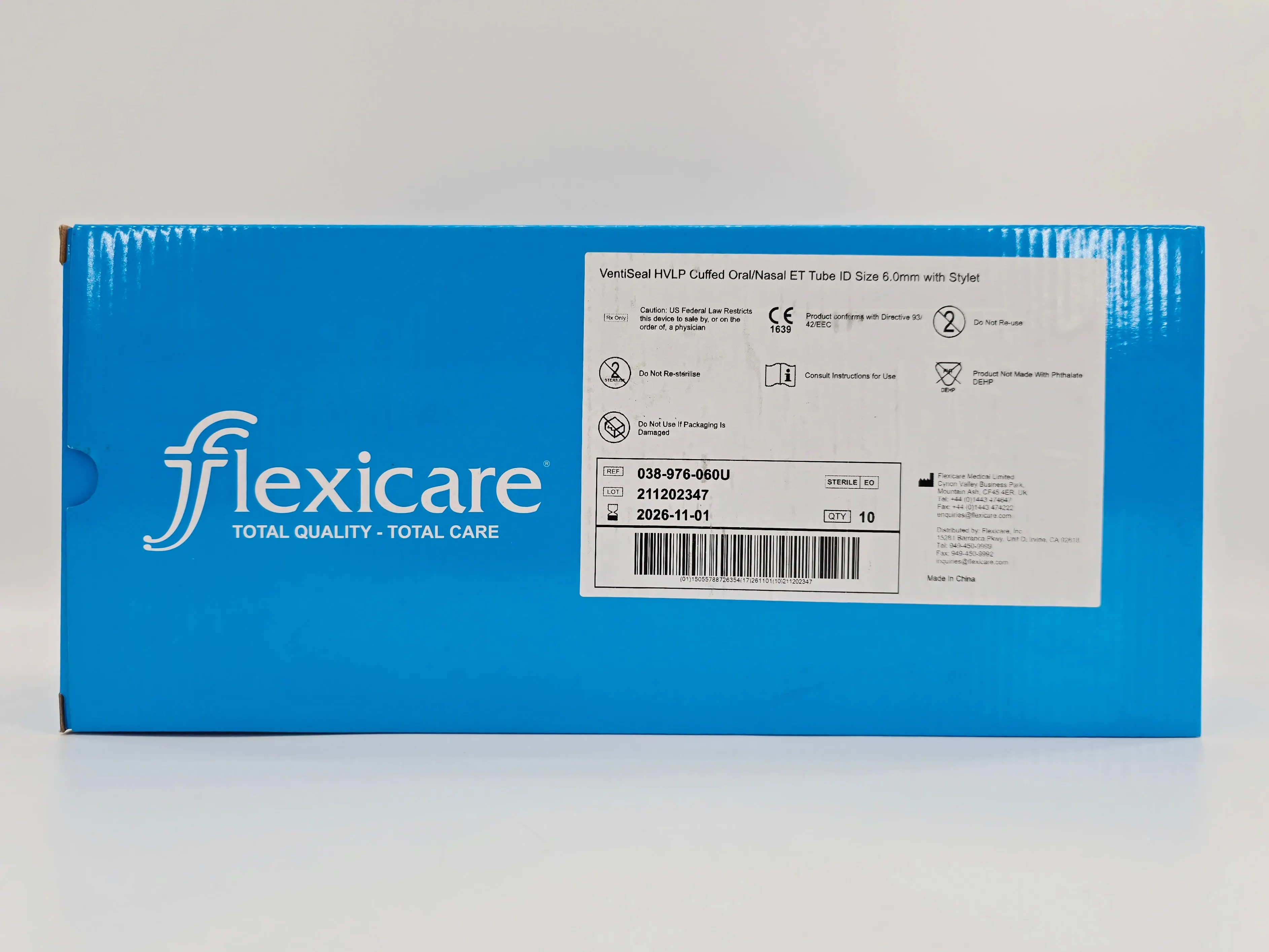 Flexicare 038-976-060U VentiSeal HVLP Cuffed Oral/Nasal ET Tube ID Size 6.0mm w/ Stylet BX/10 - Image 2