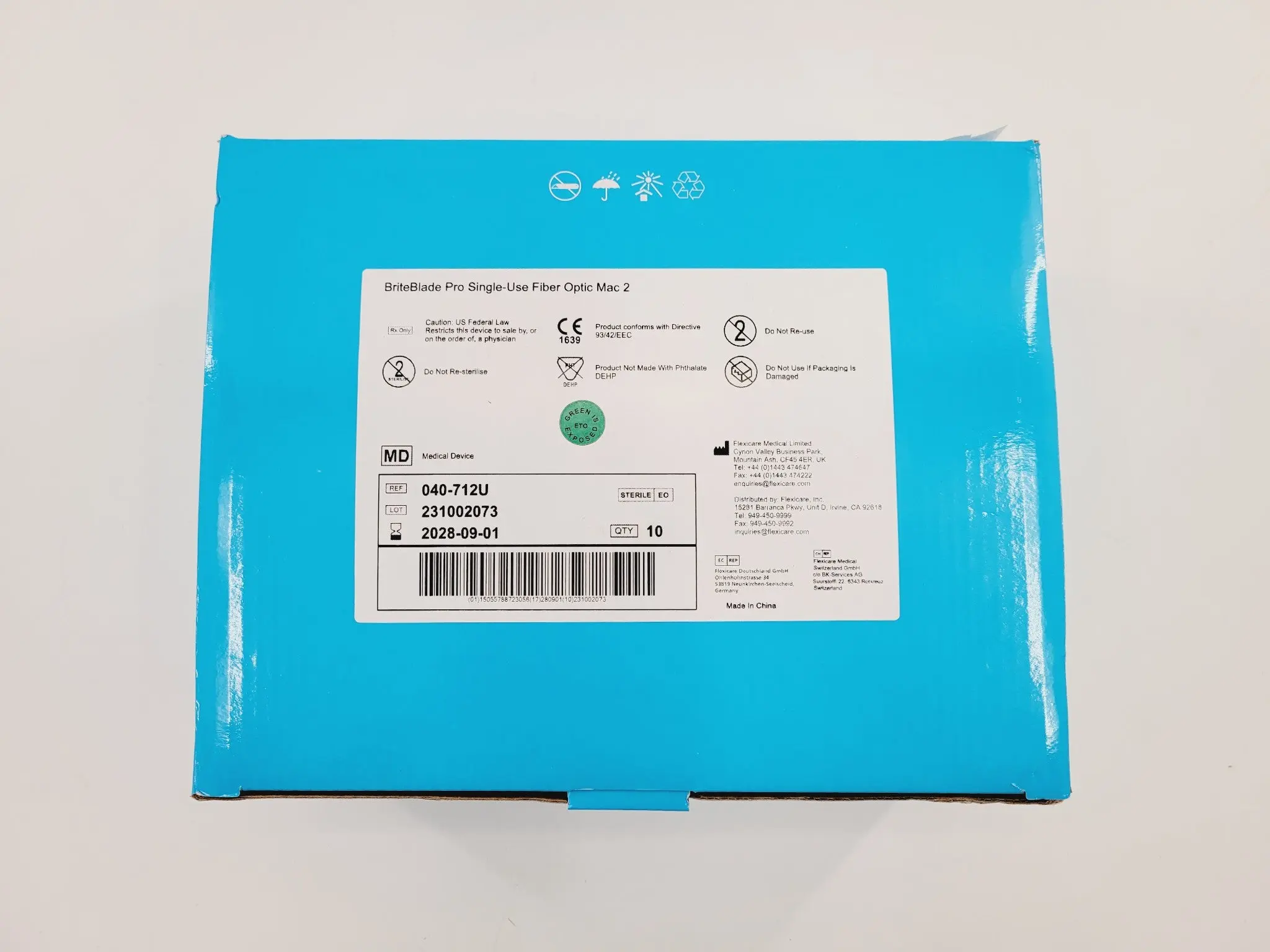 Flexicare 040-712U BriteBlade Pro Mac 2 Laryngoscope Blade Box of 10 - Image 2