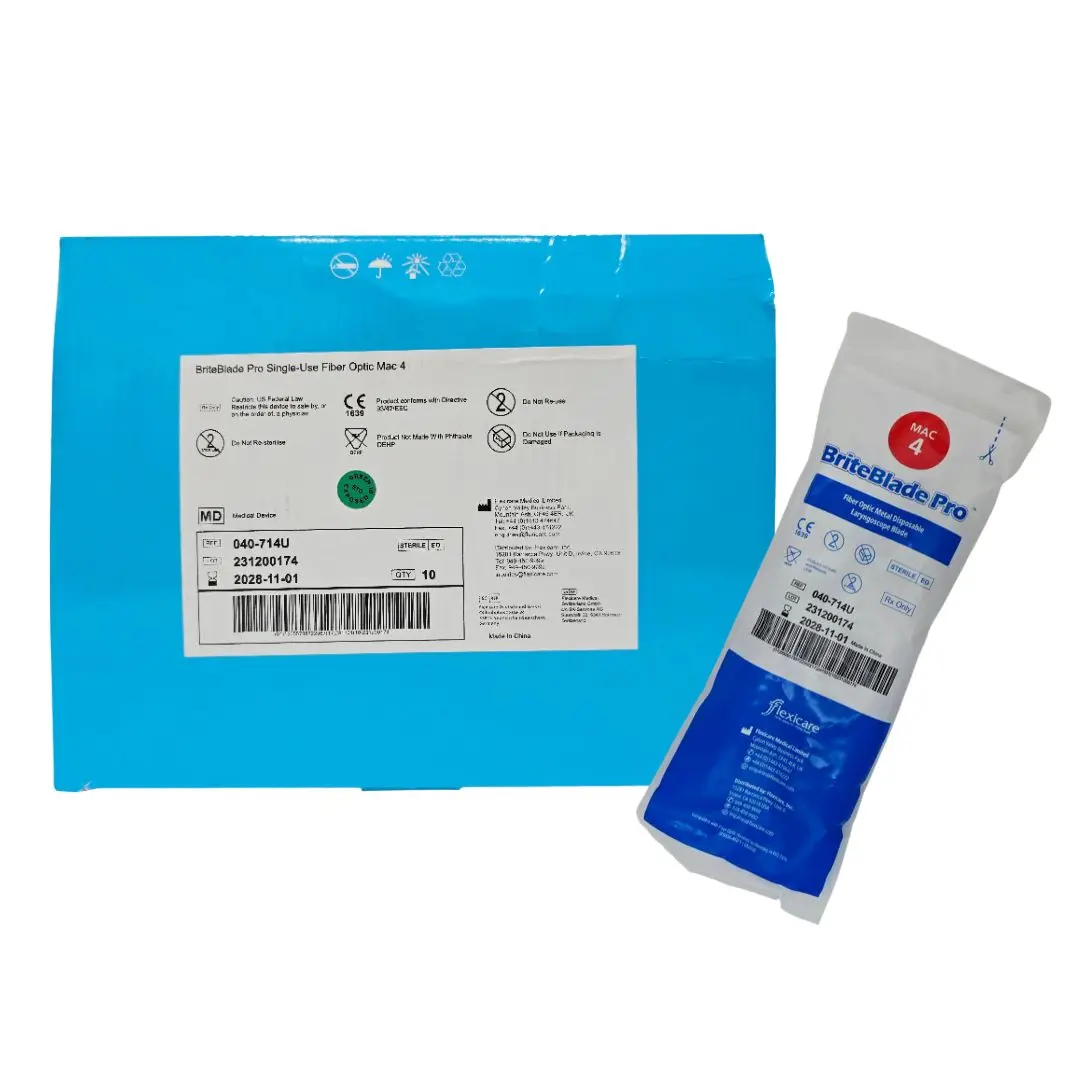 Flexicare 040-714U BriteBlade Pro Single-Use Fiber Optic Mac 4 Laryngoscope Blade BX/10