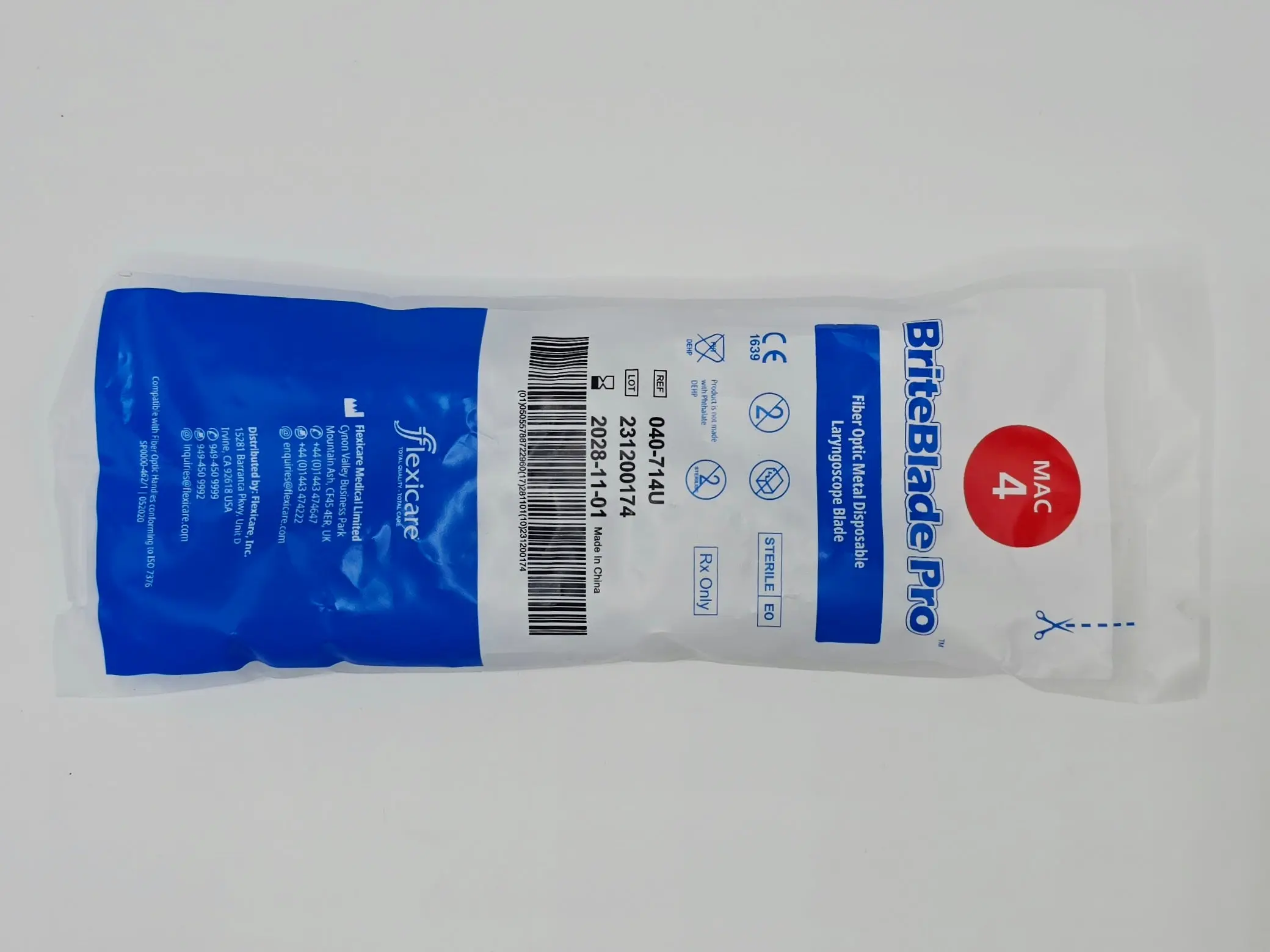 Flexicare 040-714U BriteBlade Pro Single-Use Fiber Optic Mac 4 Laryngoscope Blade BX/10 - Image 3