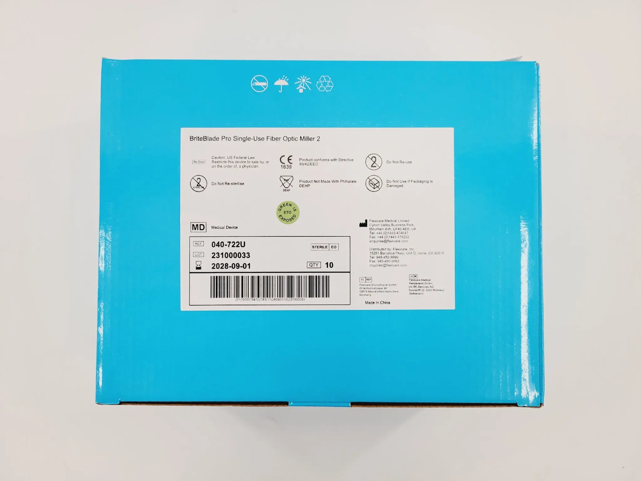 Flexicare 040-722U BriteBlade Pro Miller 2 Laryngoscope Blade Box of 10 - Image 2