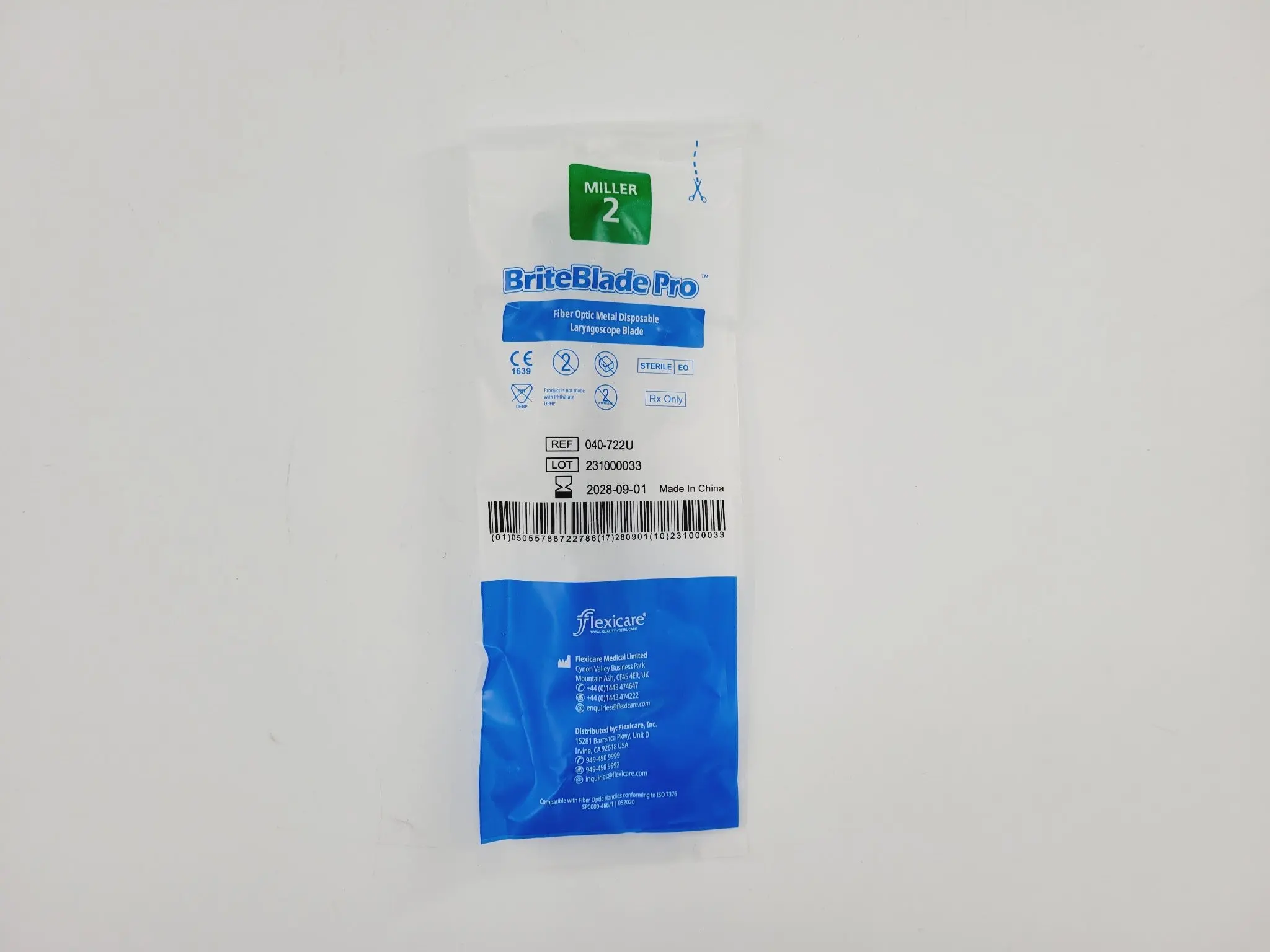 Flexicare 040-722U BriteBlade Pro Miller 2 Laryngoscope Blade Box of 10 - Image 3