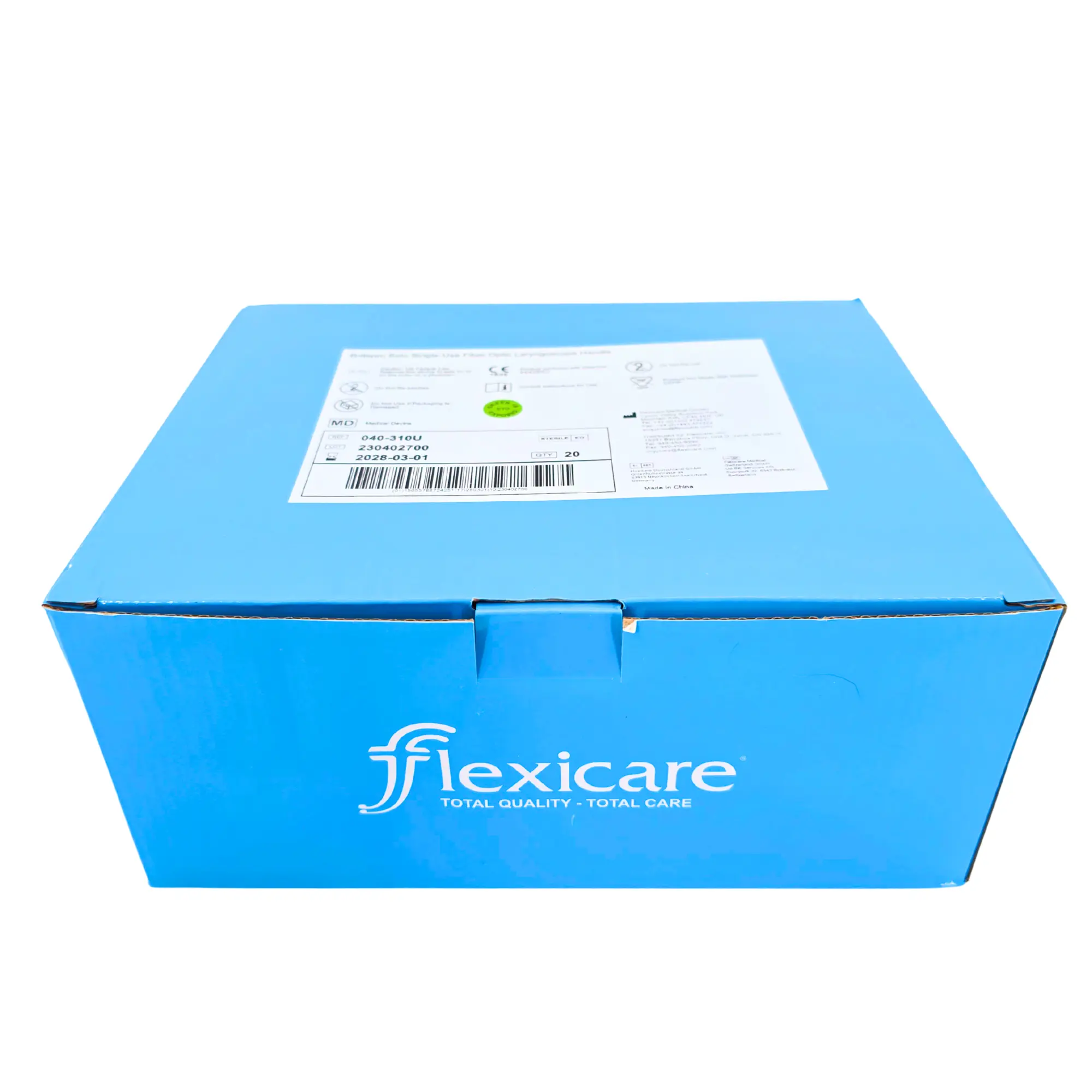 Flexicare Britepro Solo 040-310U Laryngoscope Handle - Standard Size, Fiber Optic LED, Single-Use (Box of 20)