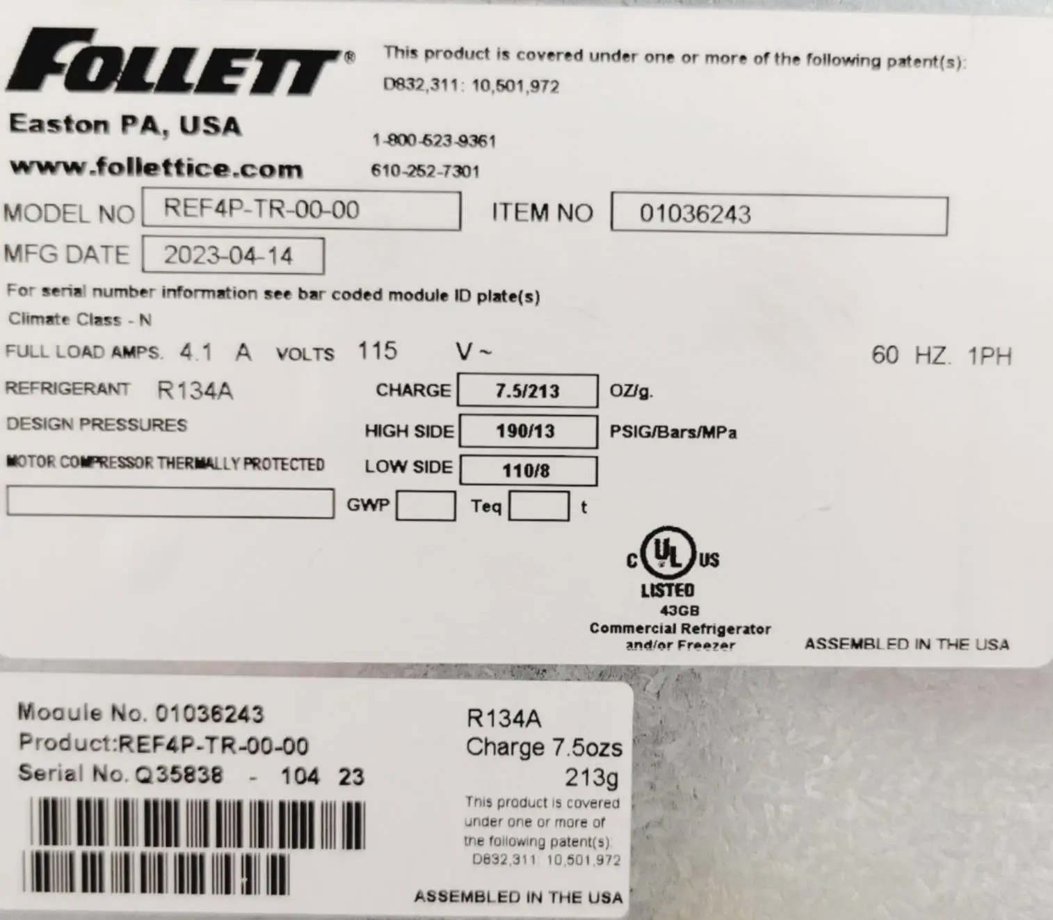 Follett Performance Plus REF4P-TR-00-00 Undercounter Refrigerator DEMO - Image 5