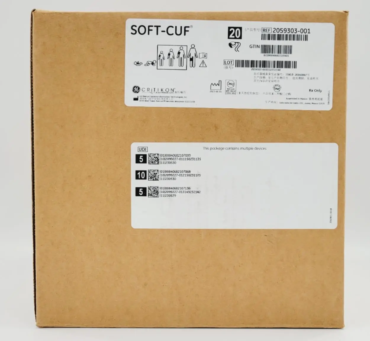 GE 2059303-001 Assorted Pack Soft Cuff (5) Small (10) Adult (5) LG Adult 20BX - Image 5