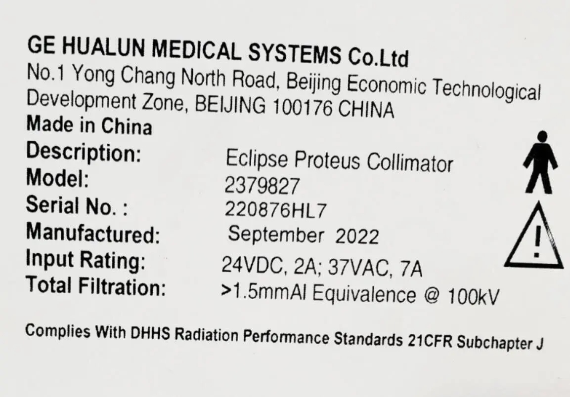 GE 2379827 Proteus Rad Room Eclipse Collimator DOM: 9-2022 - Image 6