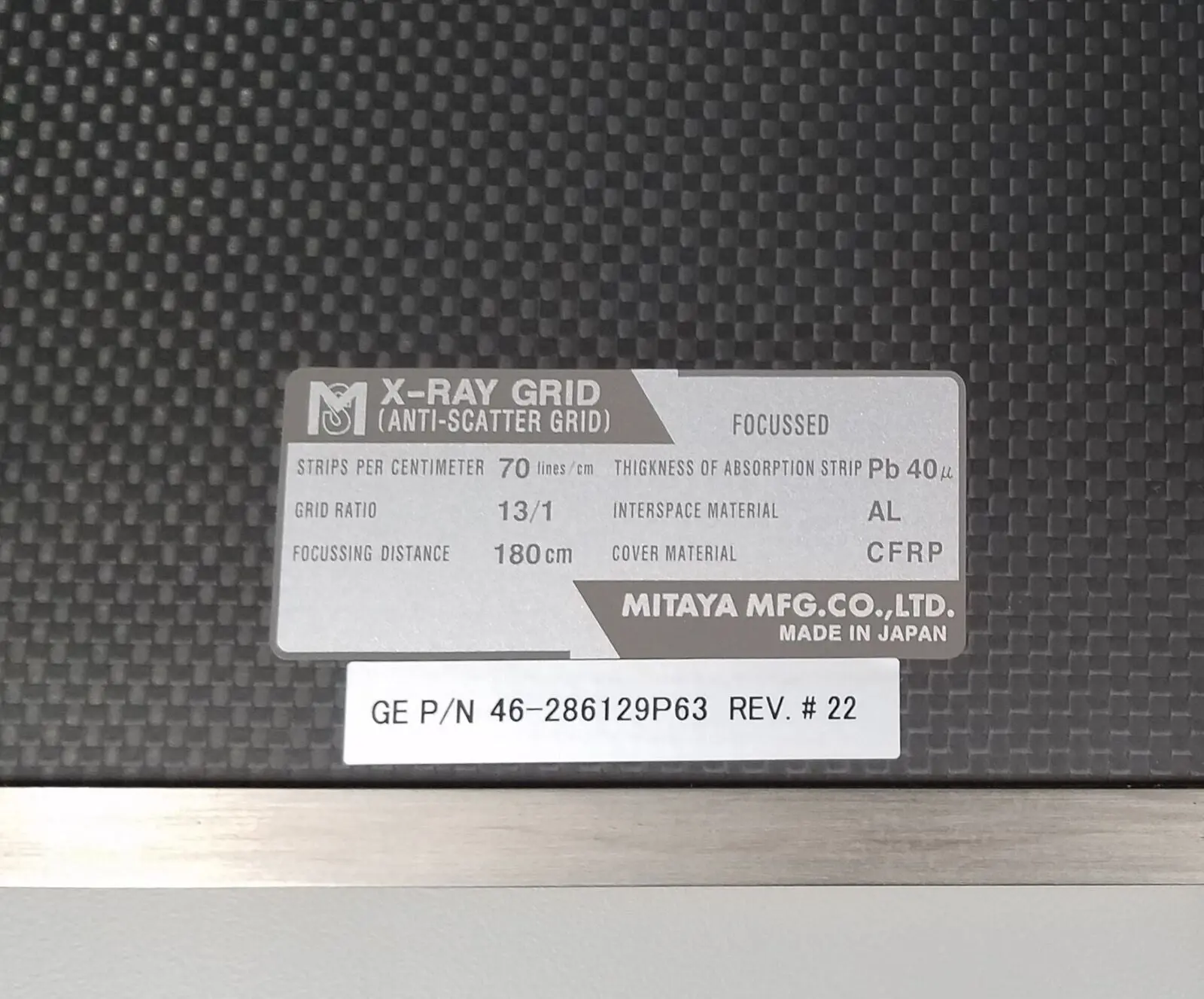 GE 46-286129P63 Anti-Scatter X-Ray Grid 180cm - Image 3