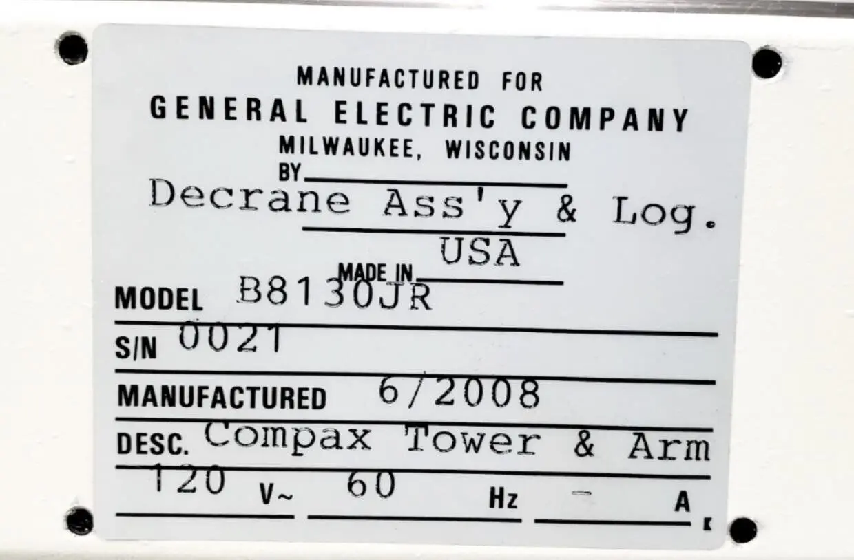 GE B8130JR Proteus XR/A Rad Room Compax Tower & Arm - Image 4