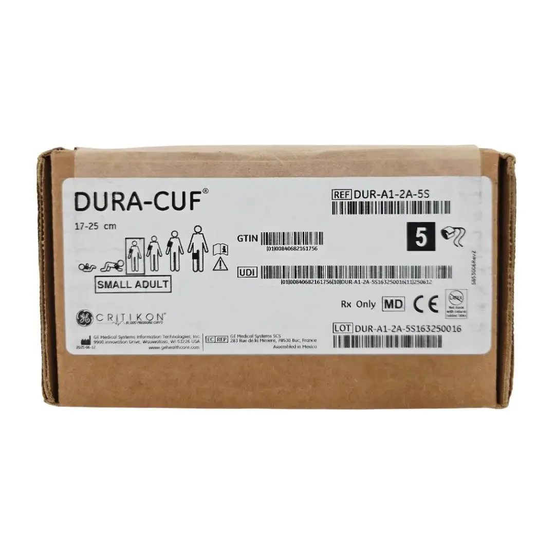 GE Critikon DUR-A1-2A-5S Dura-Cuf Blood Pressure Cuff Small Adult 17-25cm BX/5
