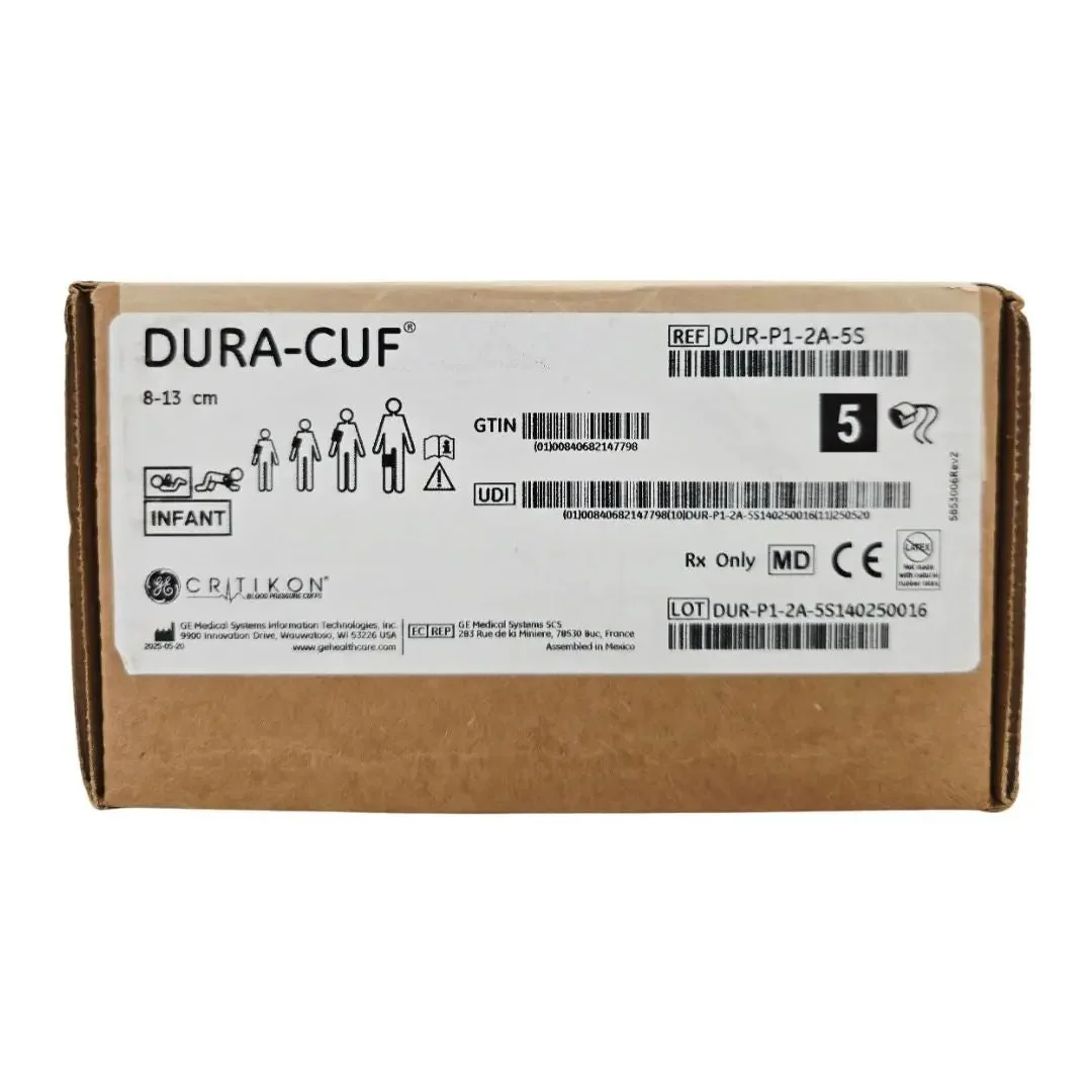 GE Critikon DUR-P1-2A-5S Dura-Cuf Blood Pressure Cuff Infant 8-13cm BX/5