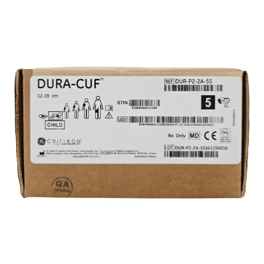 GE Critikon DUR-P2-2A-5S Dura-Cuf Blood Pressure Cuff Child 12-19cm BX/5