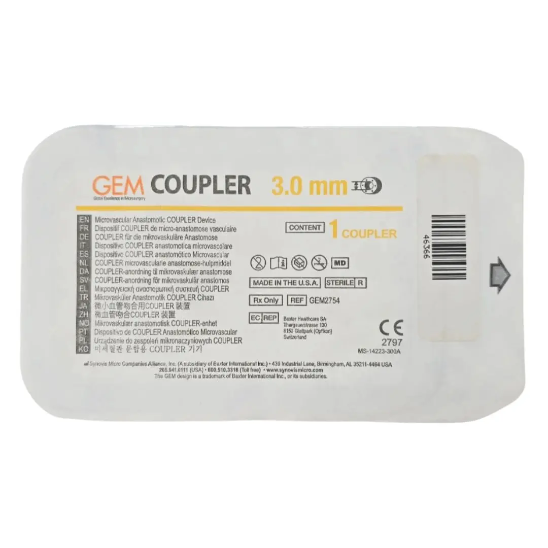 Synovis Micro GEM2754 GEM 3.0mm Microvascular Anastomotic COUPLER Device
