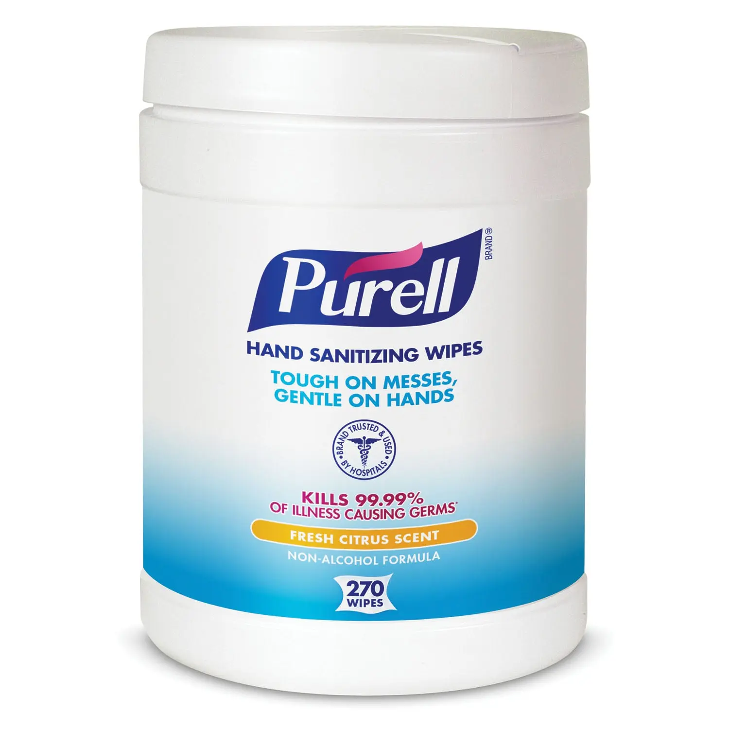 GOJO 9113-06 PURELL SANITIZING HAND WIPES Durable Textured Wipes For Superior Cleaning, Non Linting, 270 ct Popup Canister, Wiper Size 6" x 6¾"