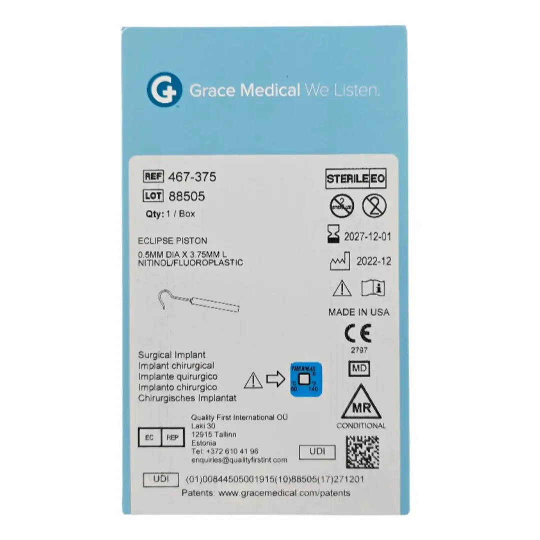 Grace Medical 467-375 Eclipse Piston 0.5mm Dia. x 3.75mm L Nitinol/Fluoroplastic