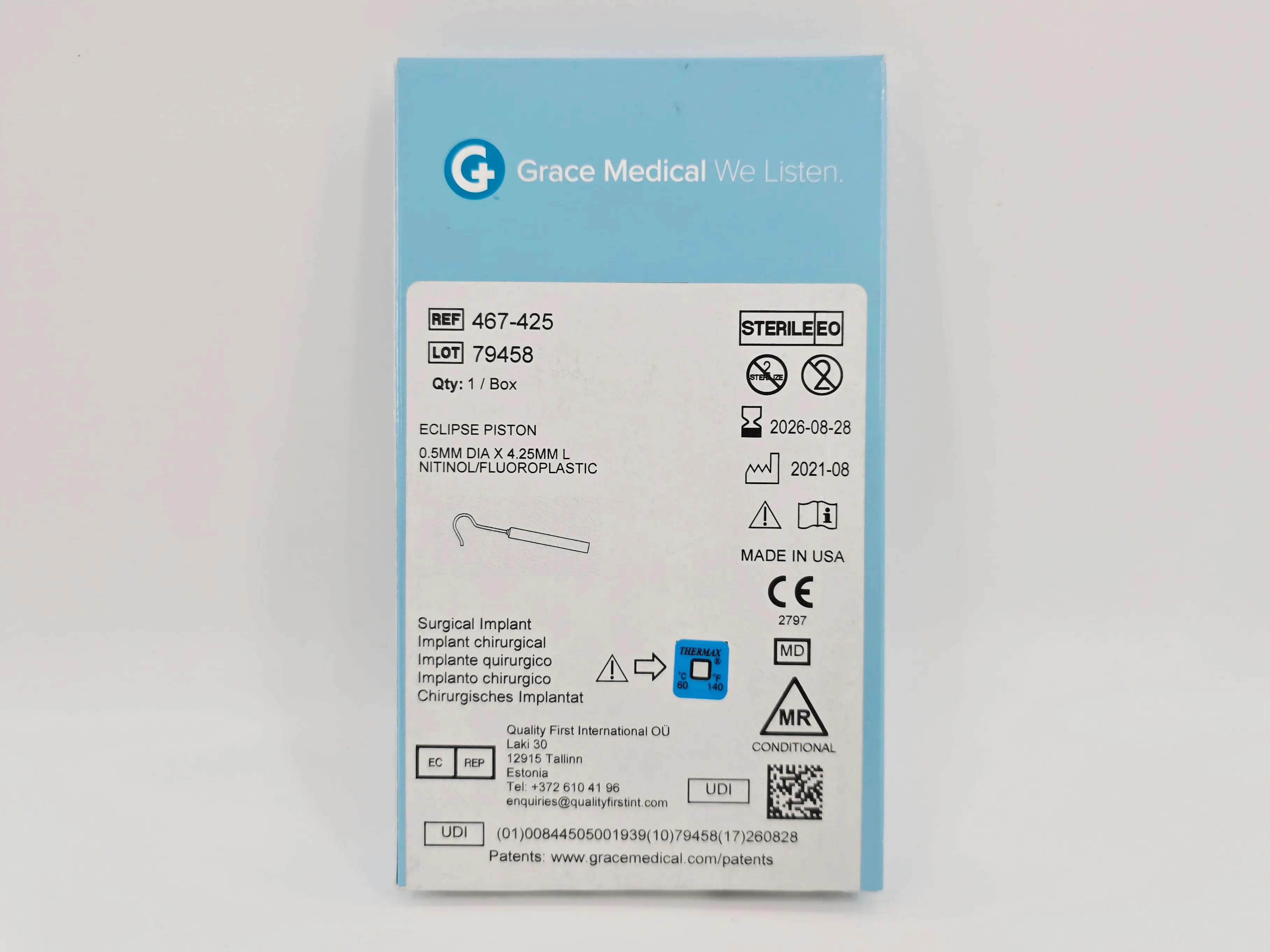 Grace Medical 467-425 Eclipse Piston 0.5mm Dia. x 4.25mm L Nitinol/Fluoroplastic - Image 2