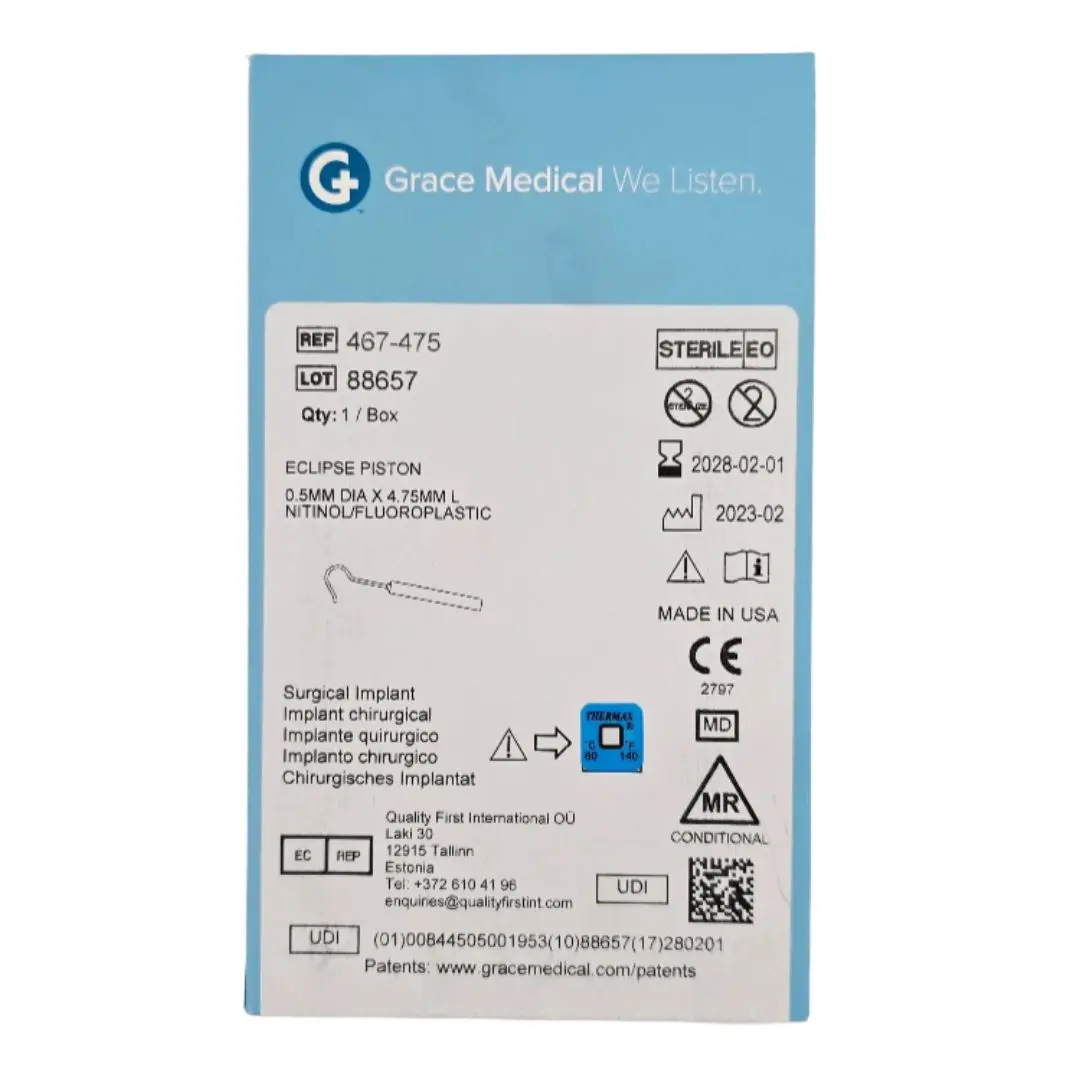 Grace Medical 467-475 Eclipse Piston 0.5mm Dia. x 4.75mm L Nitinol/Fluoroplastic