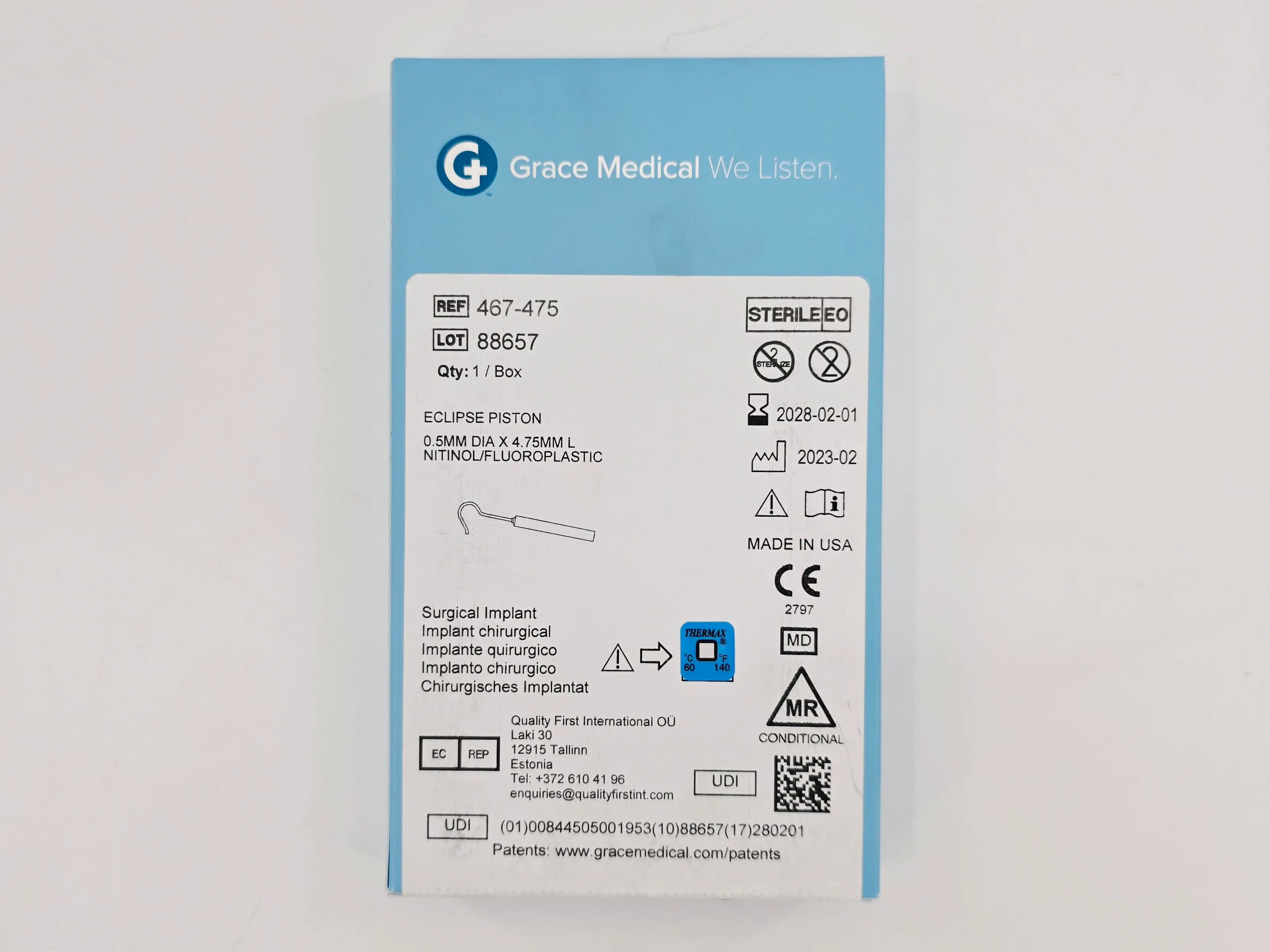 Grace Medical 467-475 Eclipse Piston 0.5mm Dia. x 4.75mm L Nitinol/Fluoroplastic - Image 2