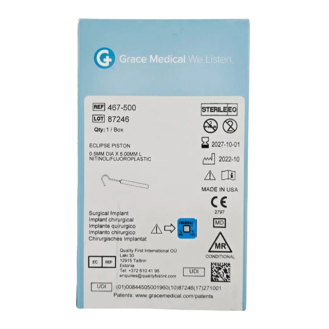 Grace Medical 467-500 Eclipse Piston 0.5mm Dia. x 5.00mm L Nitinol/Fluoroplastic
