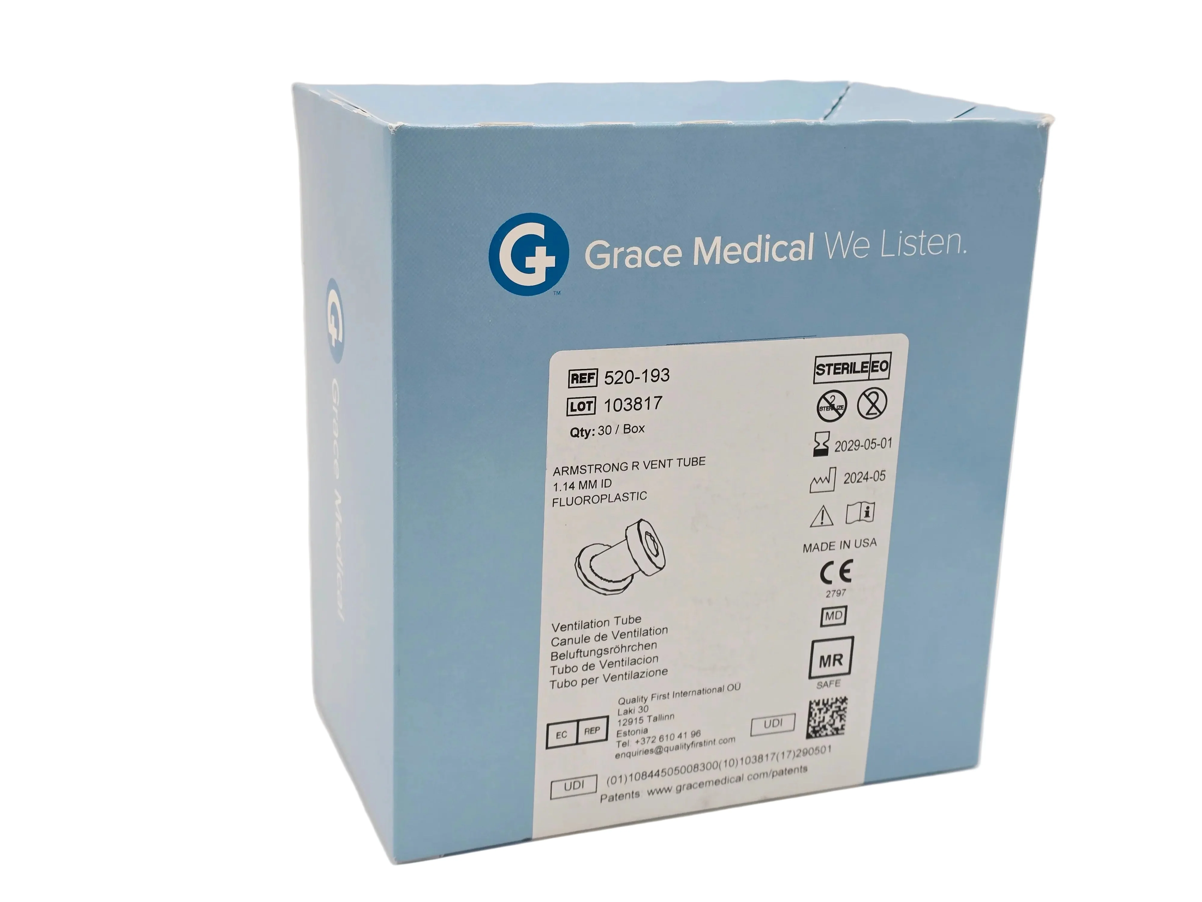 Grace Medical 520-193 Fluoroplastic Ventilation Tube 1.14 mm (Box of 30) - Image 2