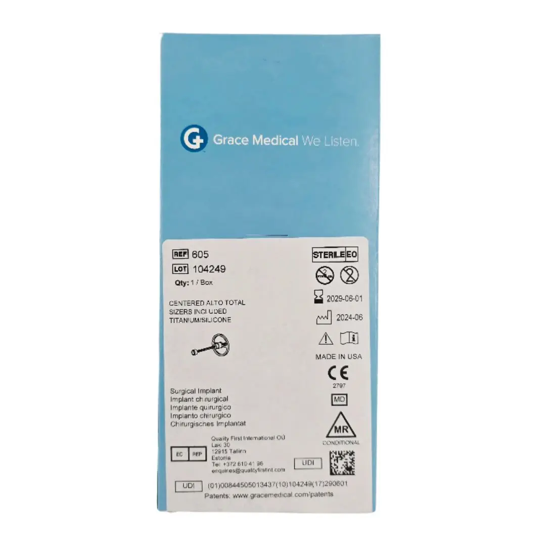 Grace Medical 605 ALTO Centered Total Sizers Included Titanium/Silicone Ossicular Prosthesis ENT