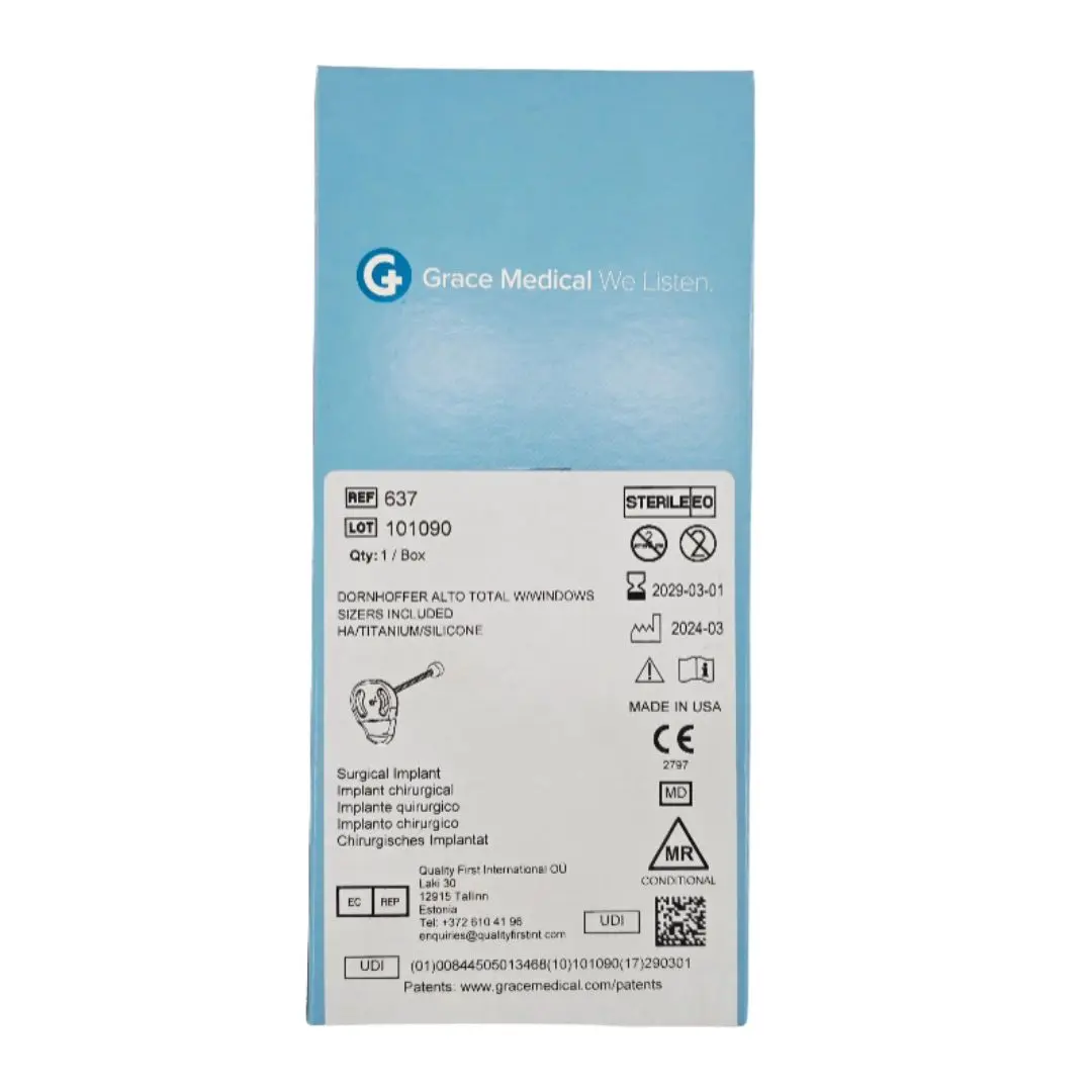 Grace Medical 637 Dornhoffer Alto Total W/Windows Sizers Included HA/Titanium/Silicone