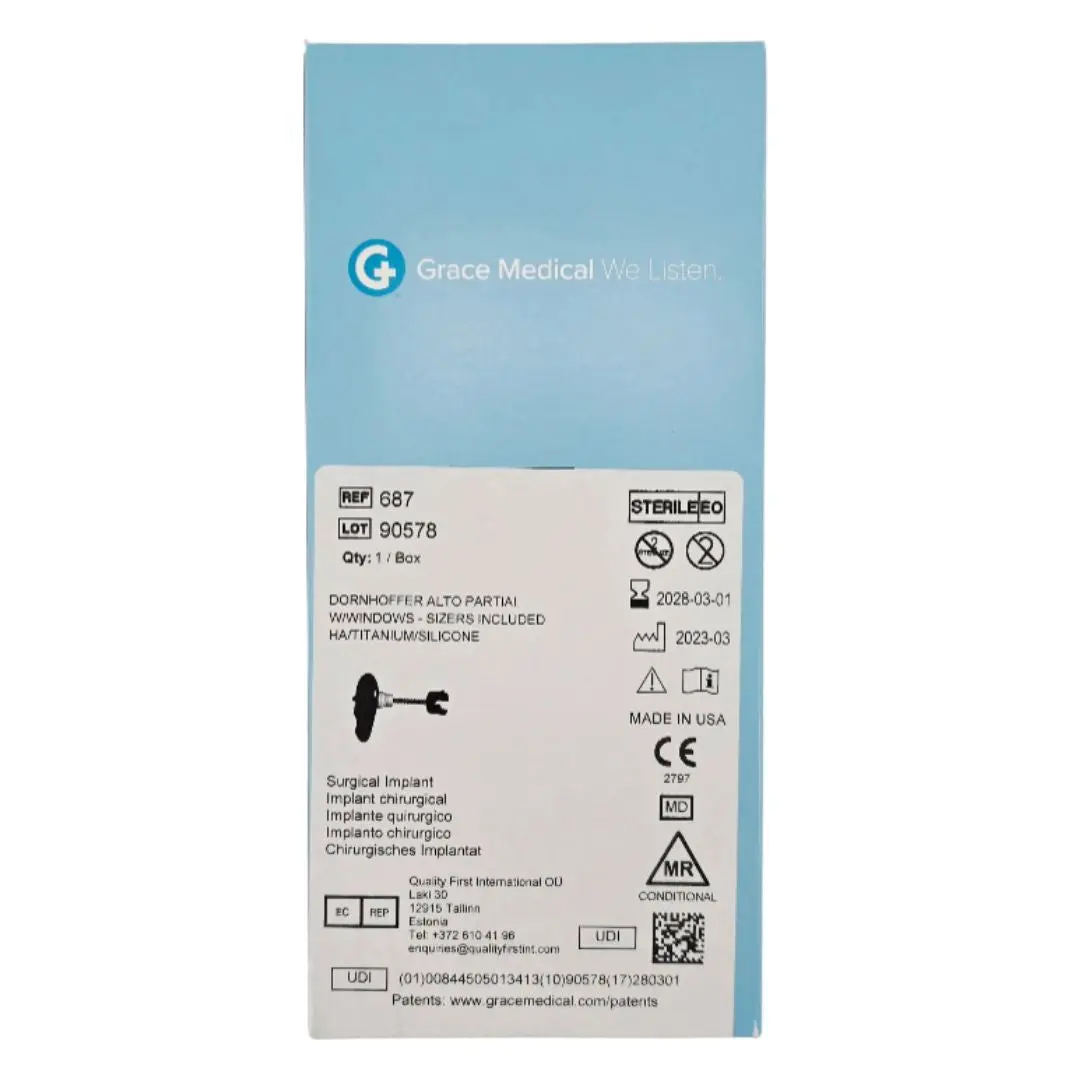 Grace Medical 687 Dornhoffer Alto Partial W/Windows Sizers Included HA/Titanium/Silicone