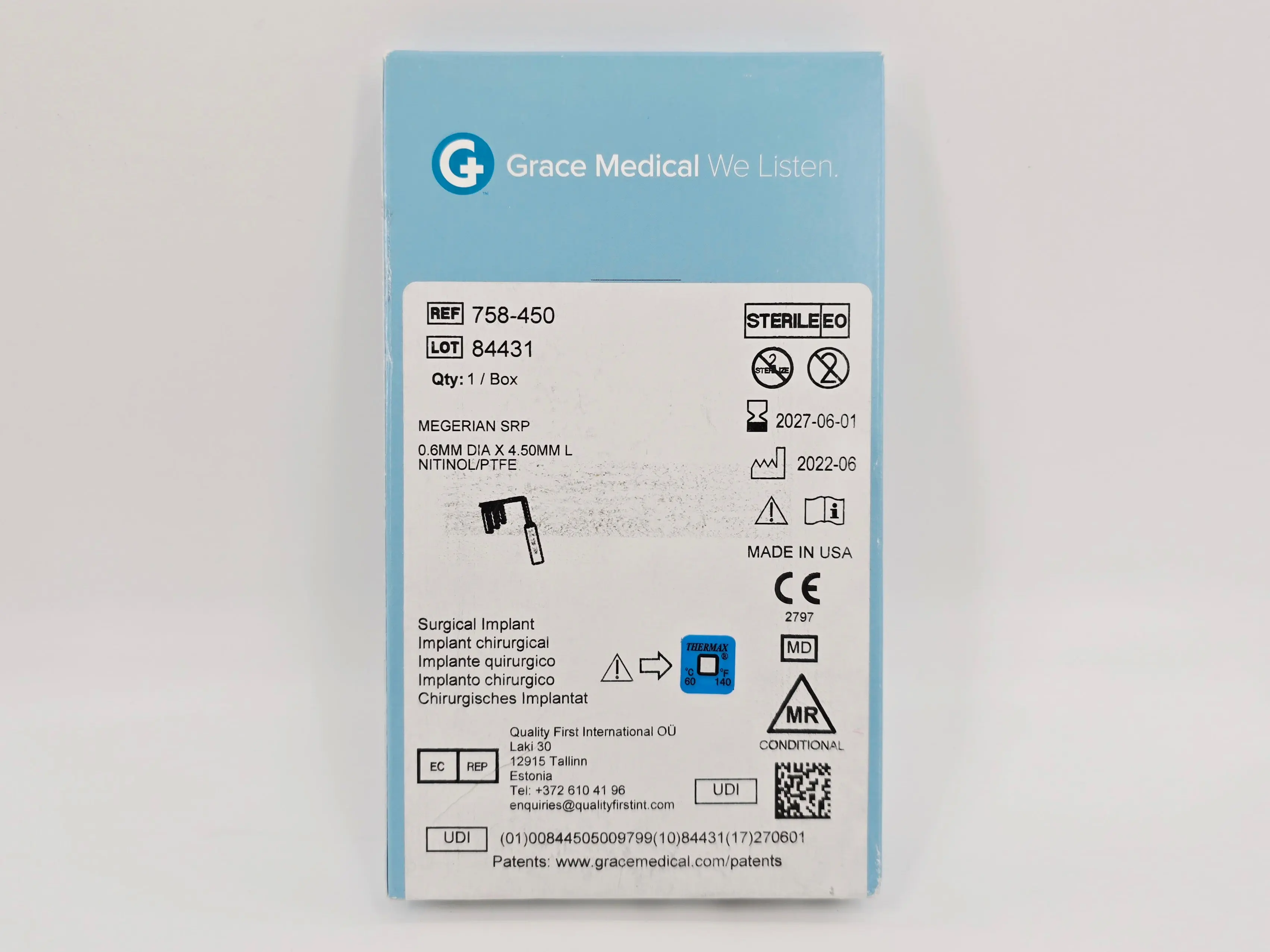 Grace Medical 758-450 Megerian SRP Nitinol/PTFE Ossicular Prosthesis ENT - Image 2