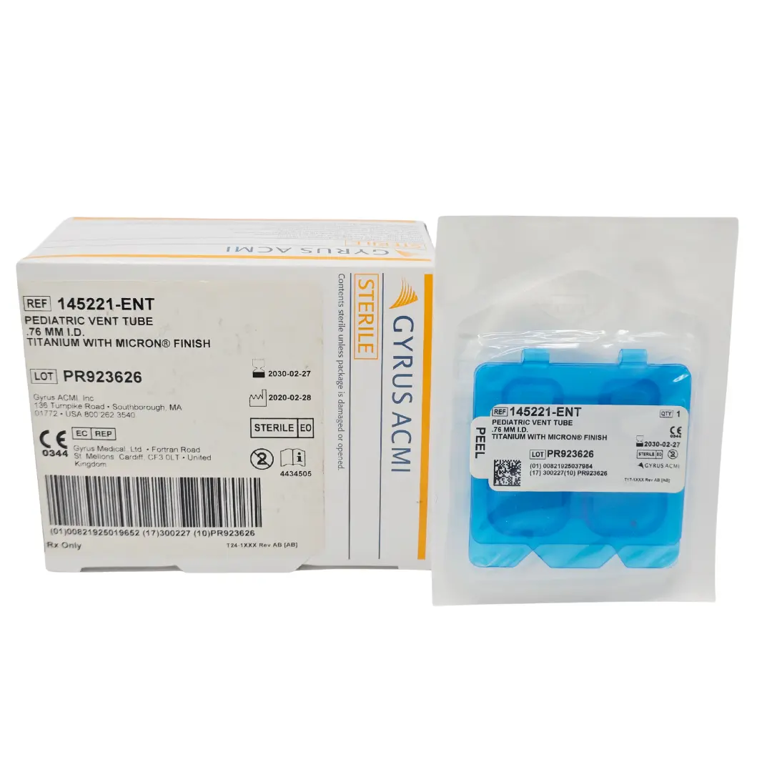 Gyrus Acmi 145221-ENT Pediatric Vent Tube .76mm I.D. w/ Micron Finish BX/6