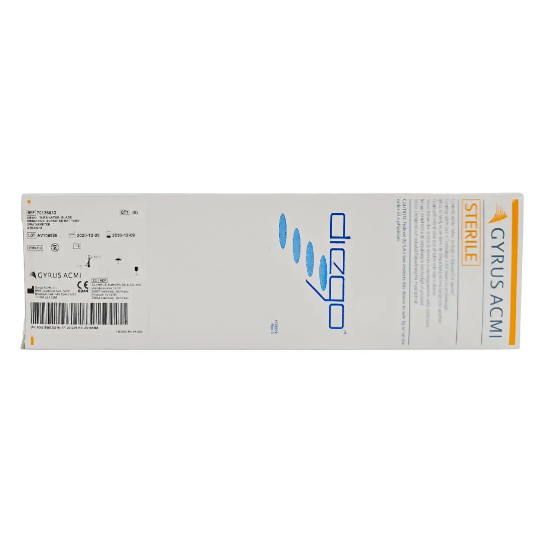 Gyrus ACMI 70138033 Diego Turbinator Blade Irrigating Serrated 2mm Diameter Straight BX/6