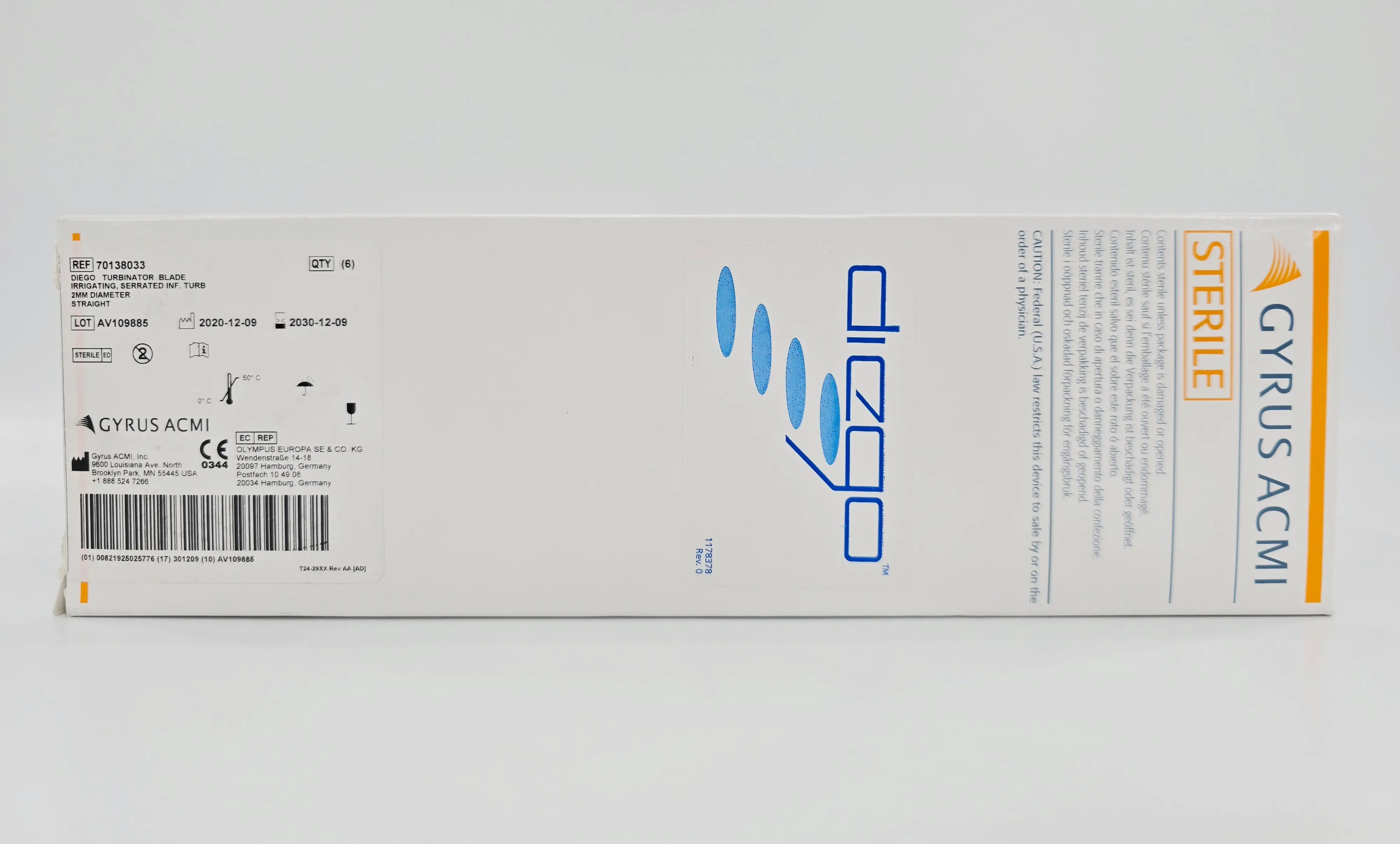 Gyrus ACMI 70138033 Diego Turbinator Blade Irrigating Serrated 2mm Diameter Straight BX/6 - Image 2