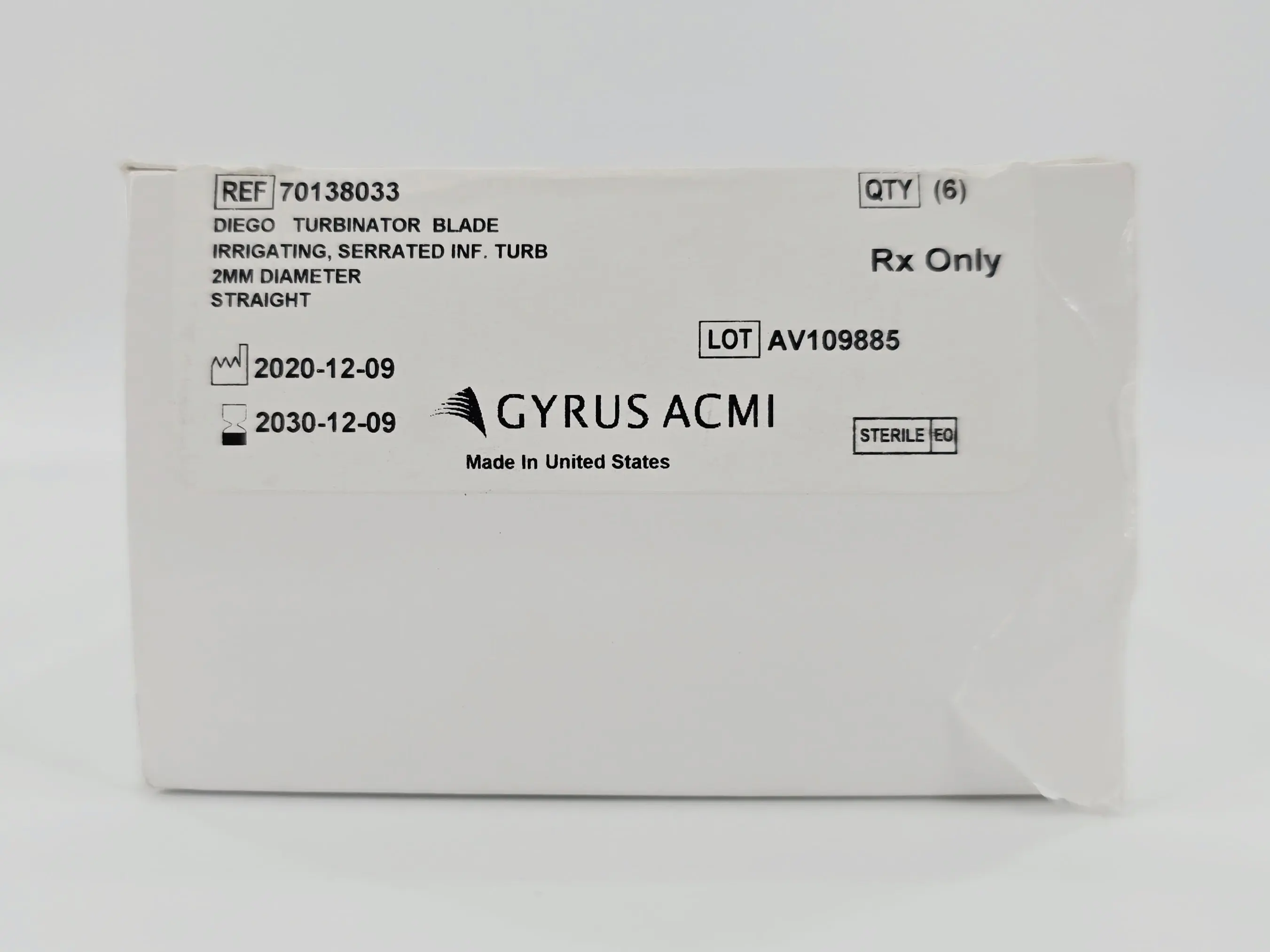 Gyrus ACMI 70138033 Diego Turbinator Blade Irrigating Serrated 2mm Diameter Straight BX/6 - Image 3