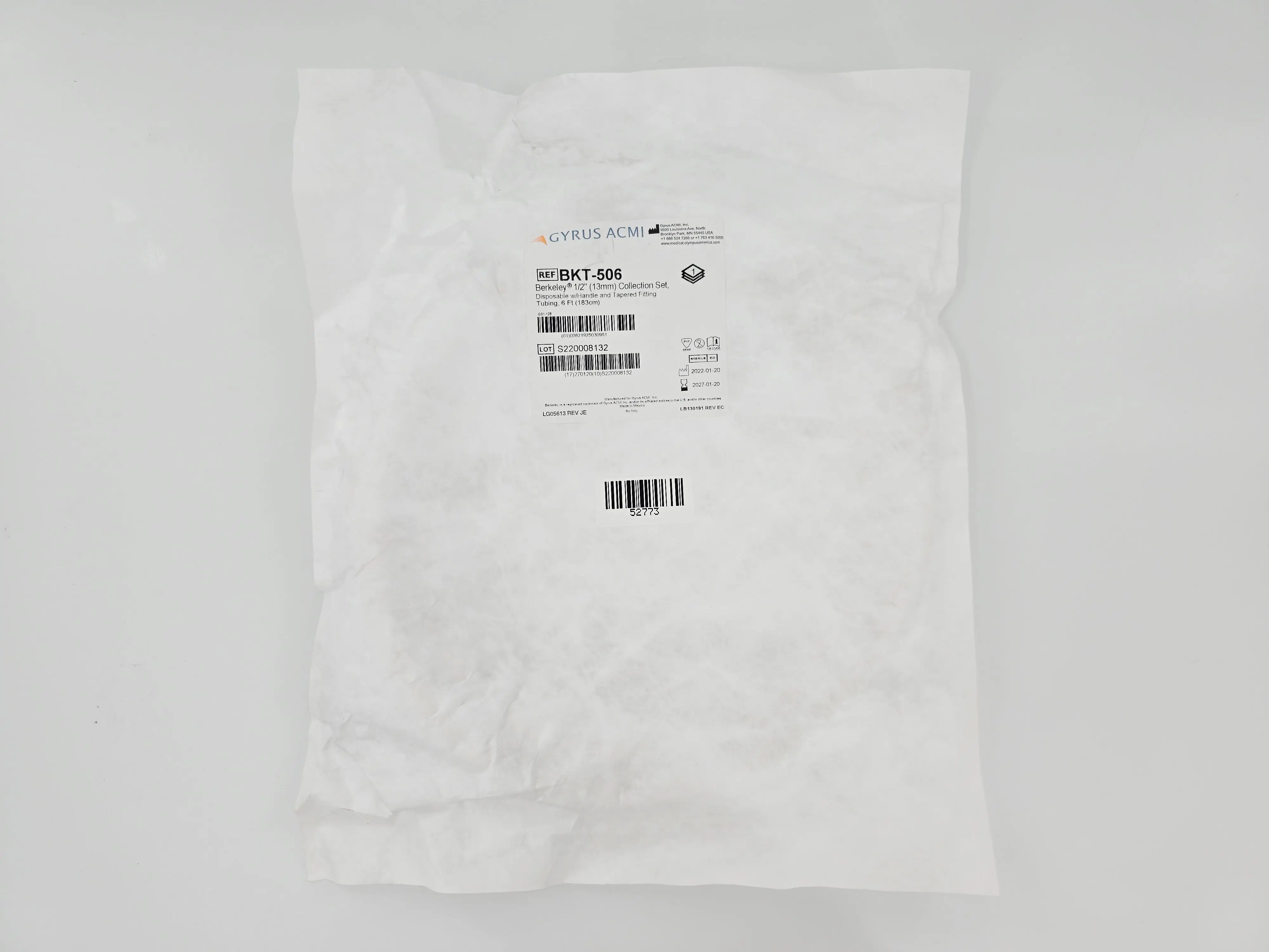 Gyrus ACMI BKT-506 Berkeley 1/2" Collection Set Disposable w/ Handle and Tapered Fitting Tubing 6 Ft. - Image 2
