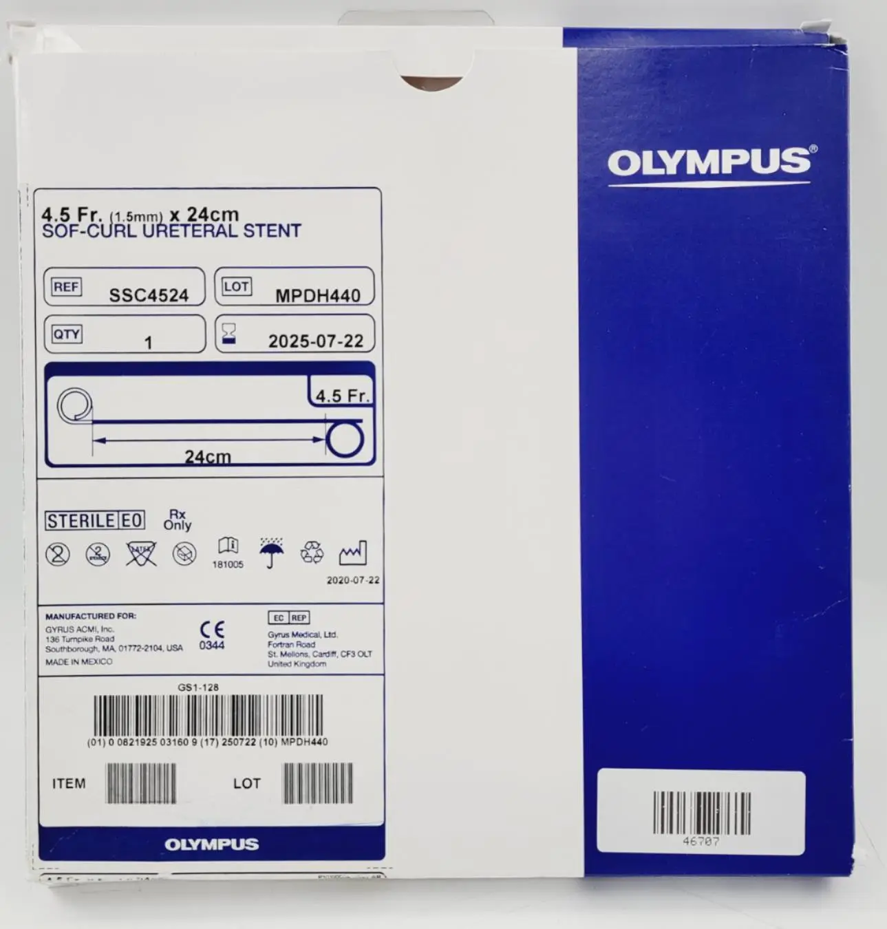 Olympus Gyrus Acmi SSC4524 Sof-Curl Ureteral Stent 4.5Fr 1.5mm x 24cm - Image 2