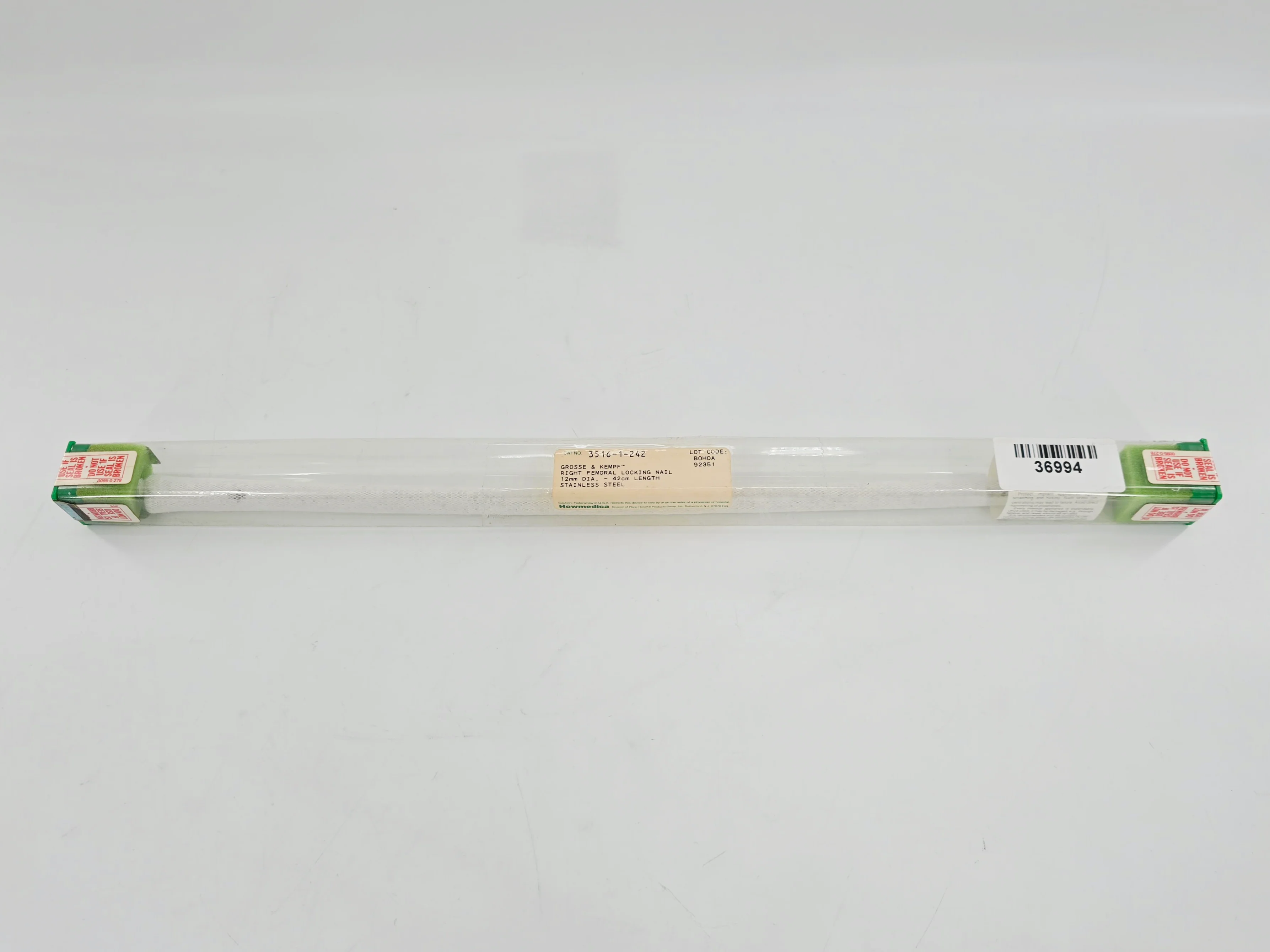 Howmedica 3516-1-242 Grosse-Kempf Right Femoral Locking Nail 12mm x 42cm 1/EA - Image 2