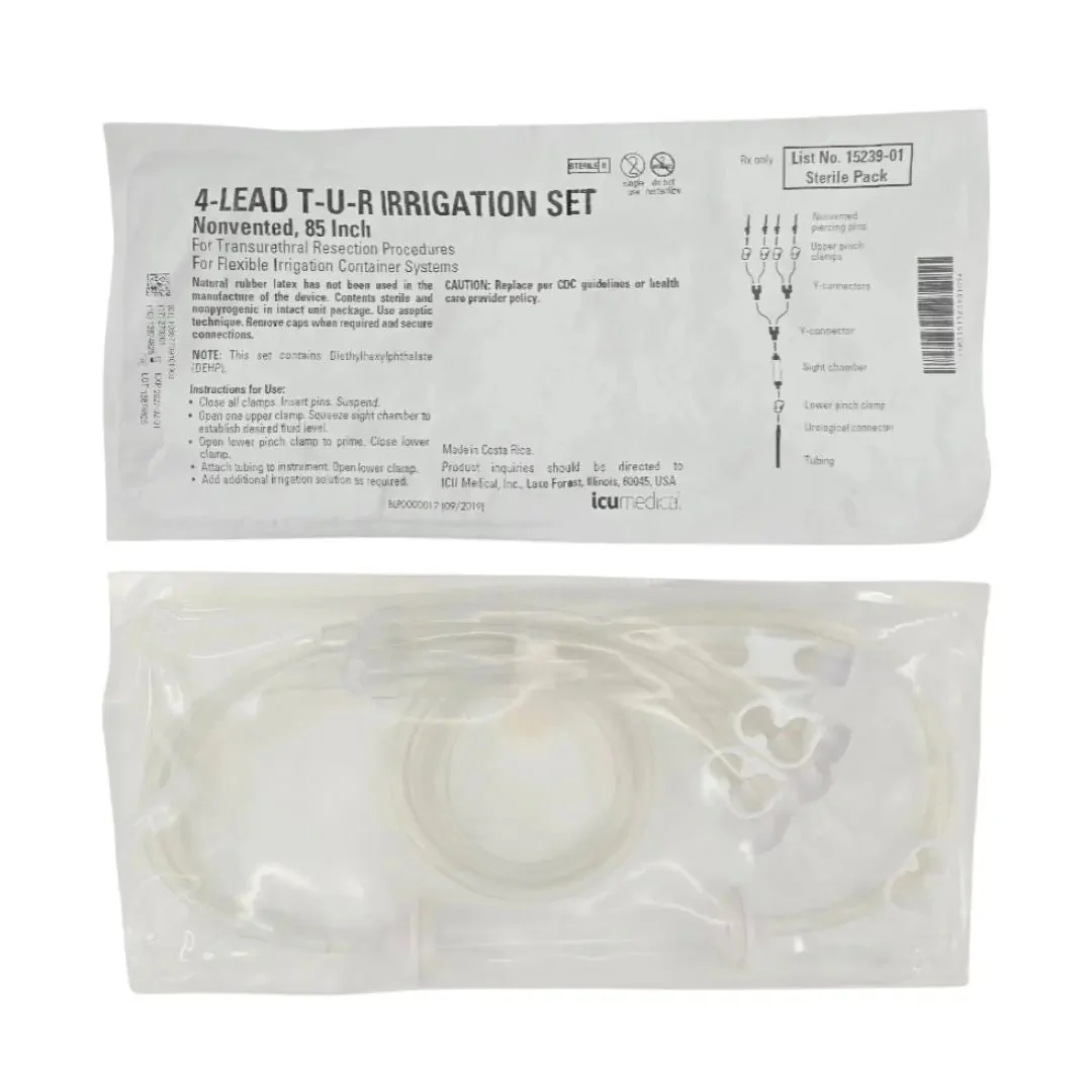 ICU Medical 15239-01 4-Lead T-UR Irrigation Sets Urological Connector Irrigation Set Large Bore 4-Lead 85" 1/EA